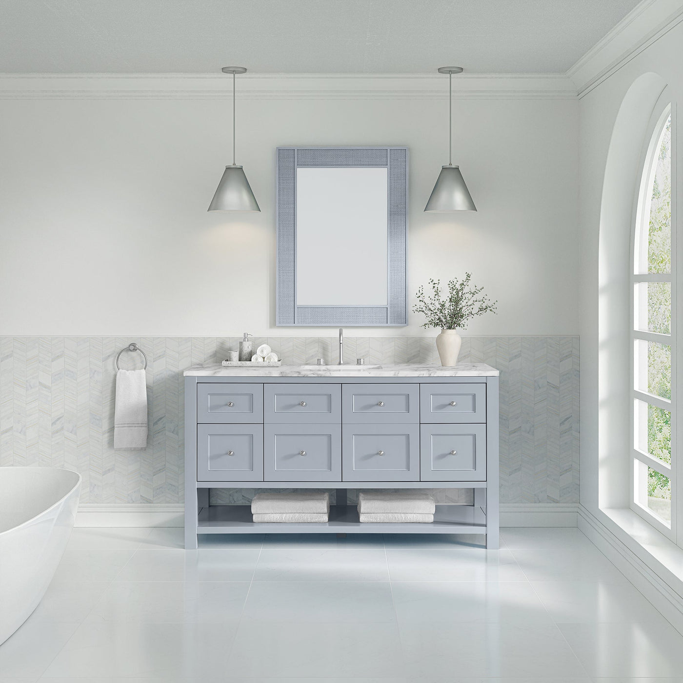 James Martin Breckenridge 60" Single Bathroom Vanity, Serenity Blue, cabinet without a countertop