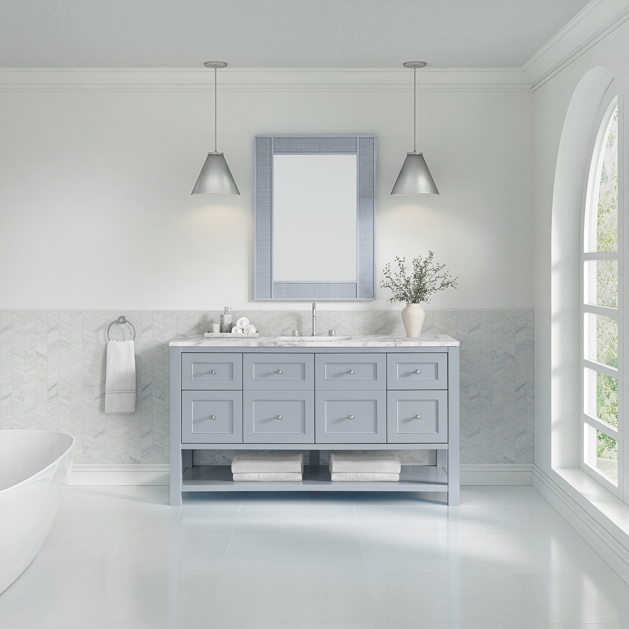 James Martin Breckenridge 60" Single Bathroom Vanity, Serenity Blue, cabinet without a countertop