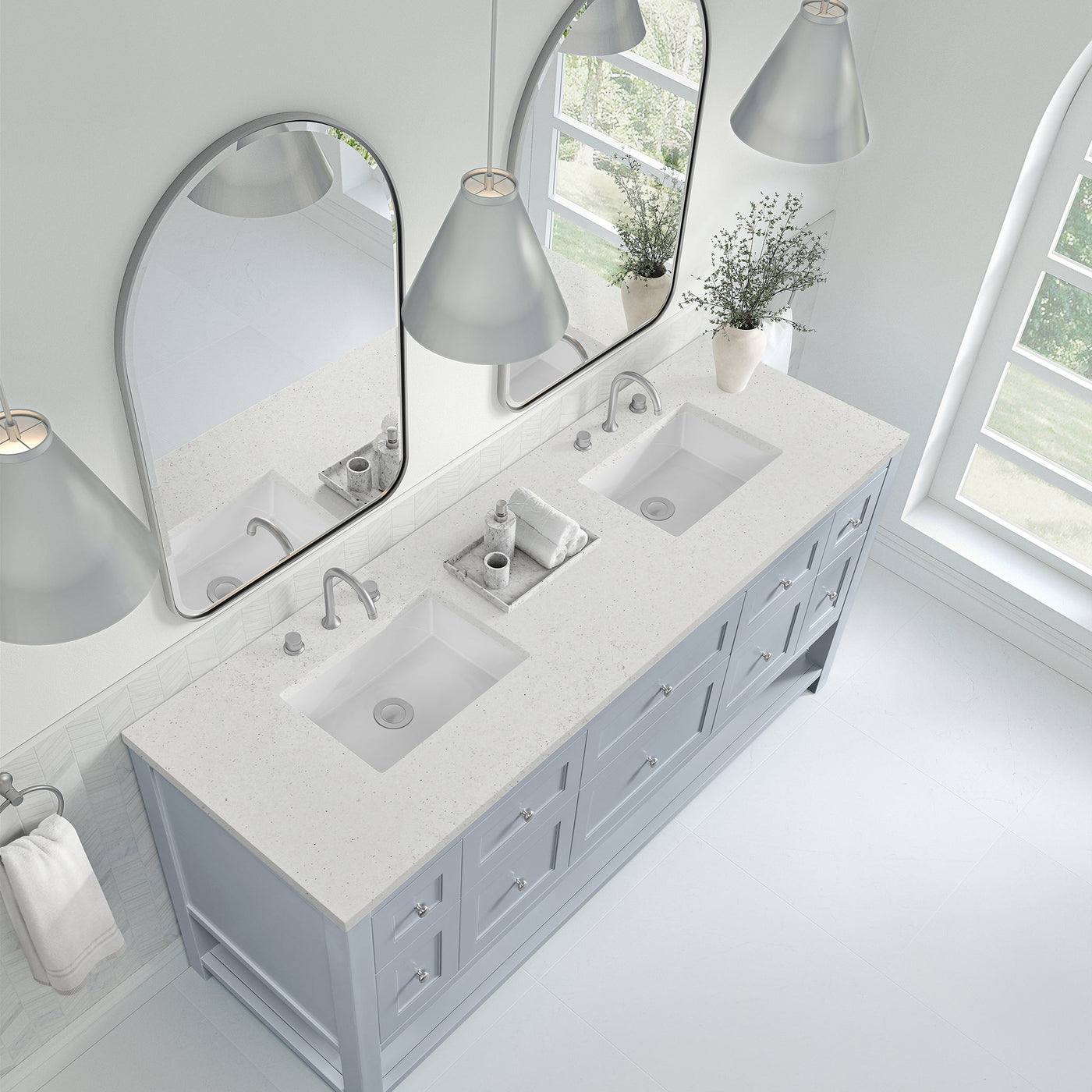 James Martin Breckenridge 72" Double Bathroom Vanity, Serenity Blue with Lime Delight countertop