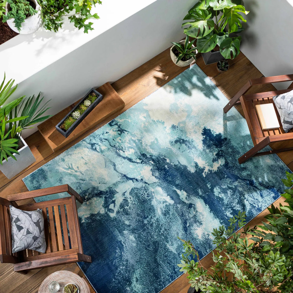 Bright Sky Indoor/Outdoor Rug, installed in a room 3