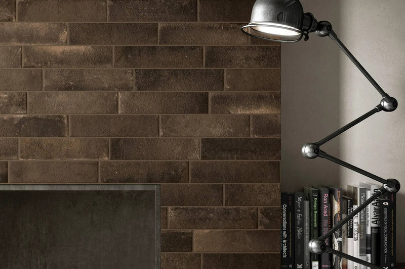 Brick World London Dark Look Porcelain Tiles 3x12 by landmarkceramics
