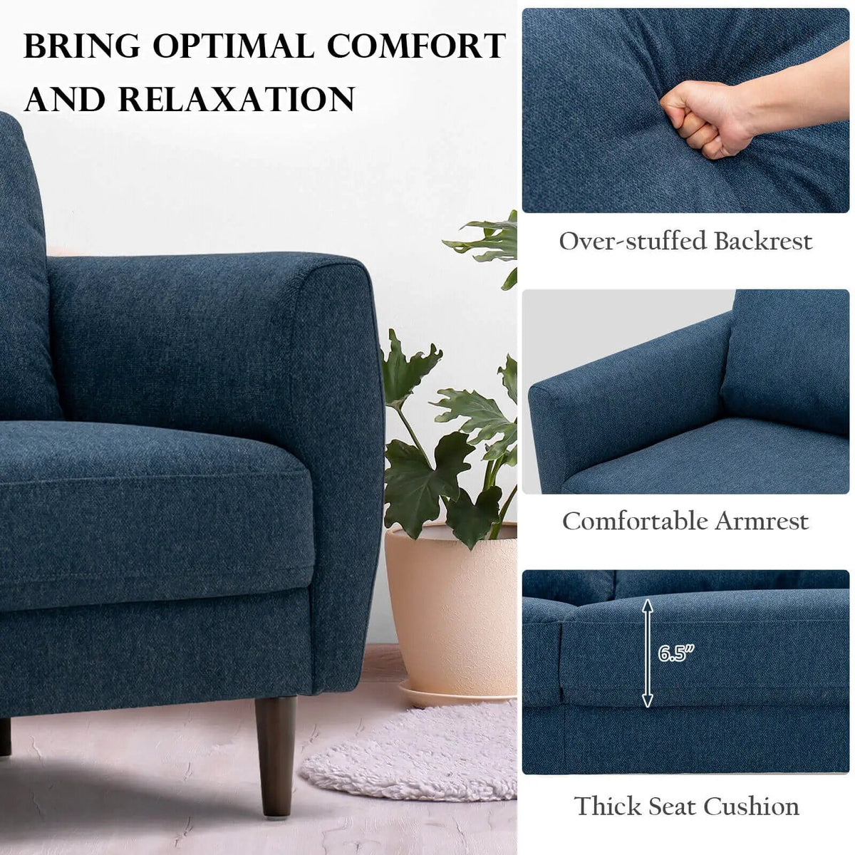 2 Pieces Upholstered Sofa Set with Removable Cushion Covers, photo 8 of 16