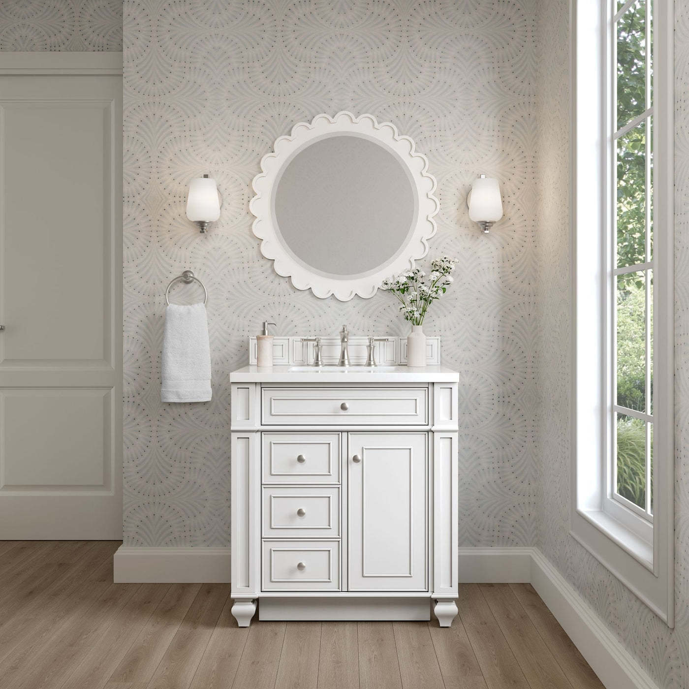James Martin Bristol 30" Single Bathroom Vanity, Bright White, cabinet without a countertop