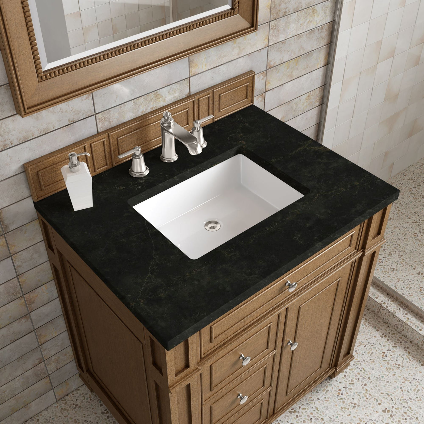James Martin Bristol 30" Single Bathroom Vanity, Saddle Brown with Phantome countertop