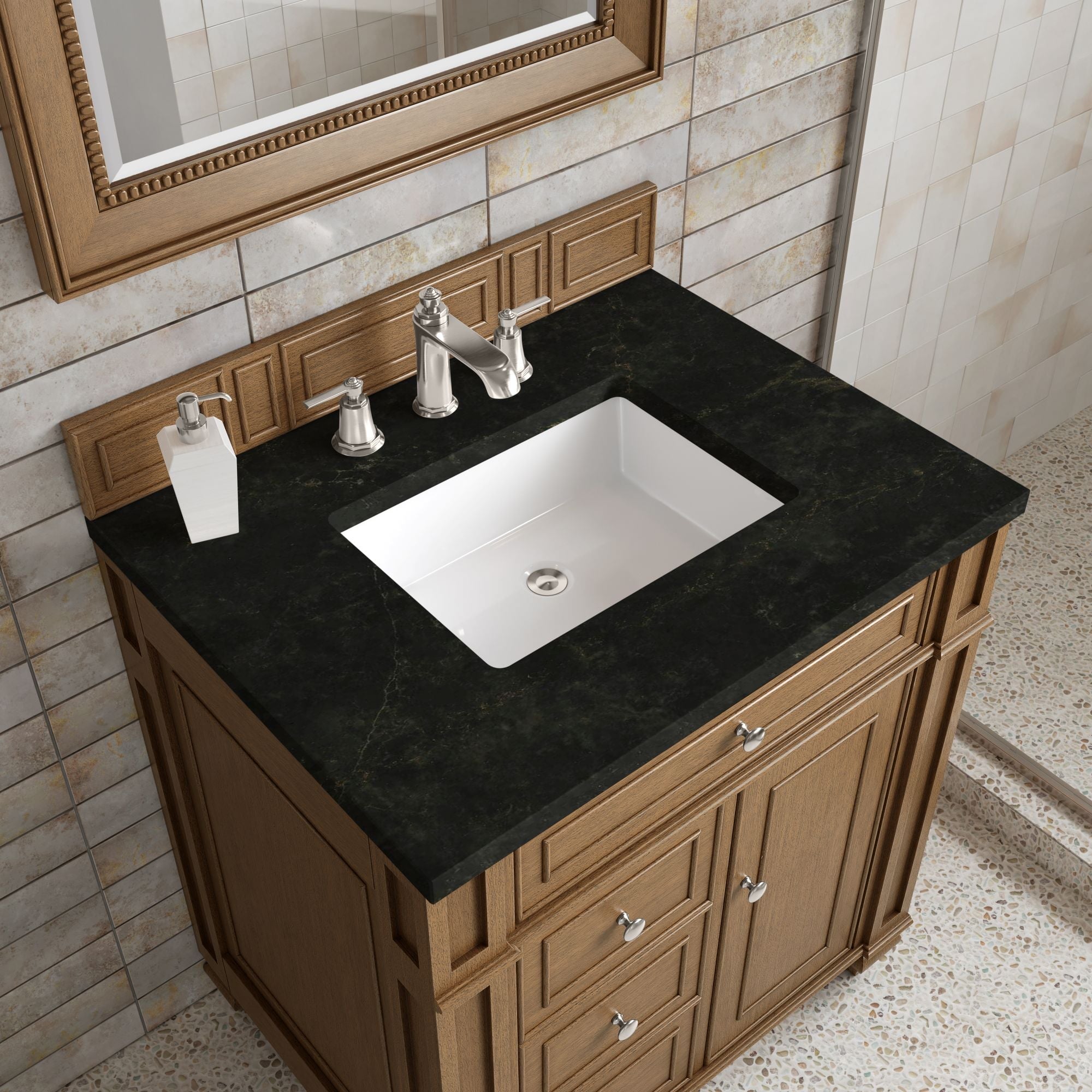 James Martin Bristol 30" Single Bathroom Vanity, Saddle Brown with Phantome countertop