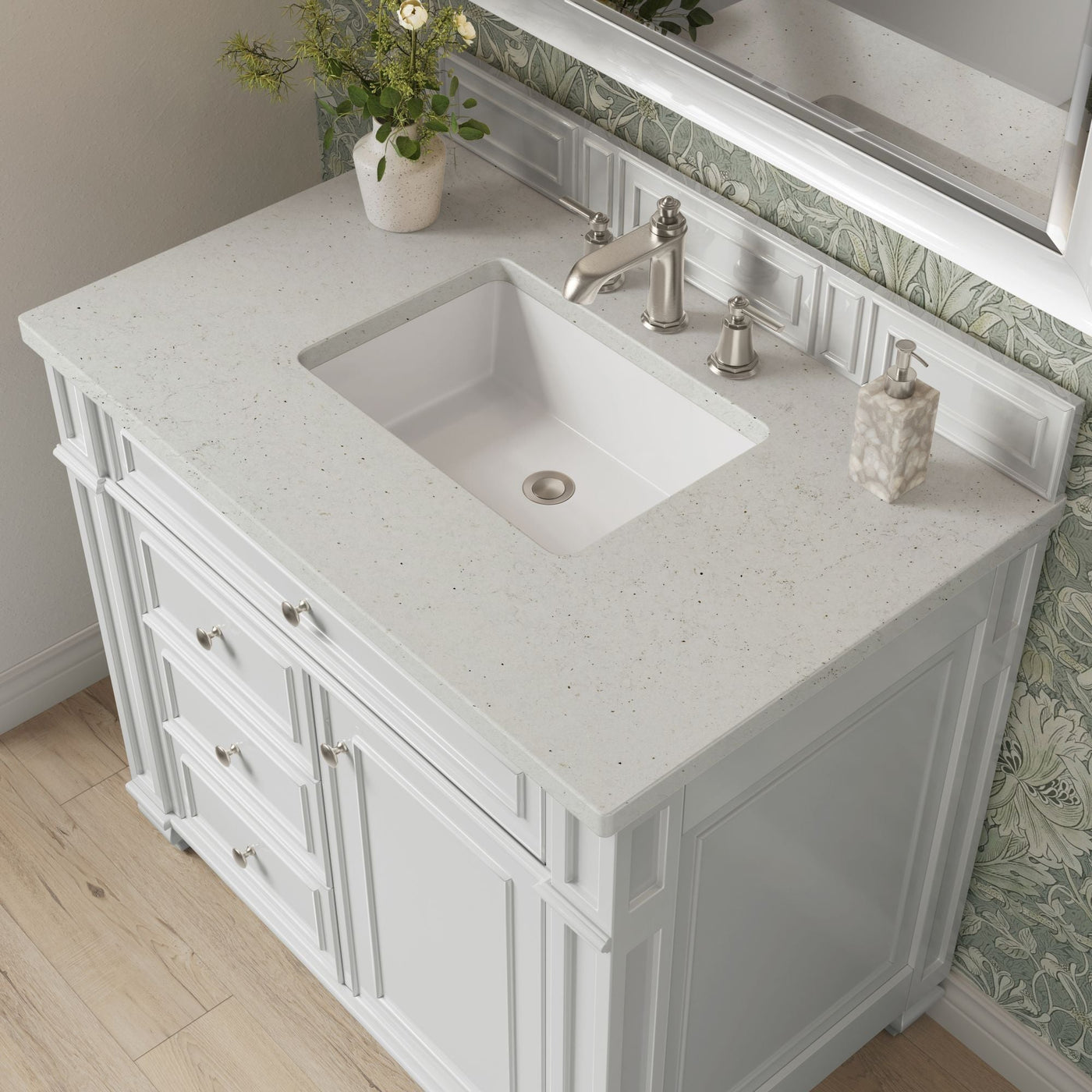 James Martin Bristol 36" Single Bathroom Vanity, Bright White with Lime Delight countertop