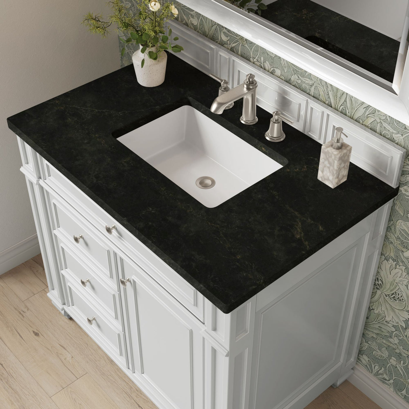 James Martin Bristol 36" Single Bathroom Vanity, Bright White with Phantome countertop