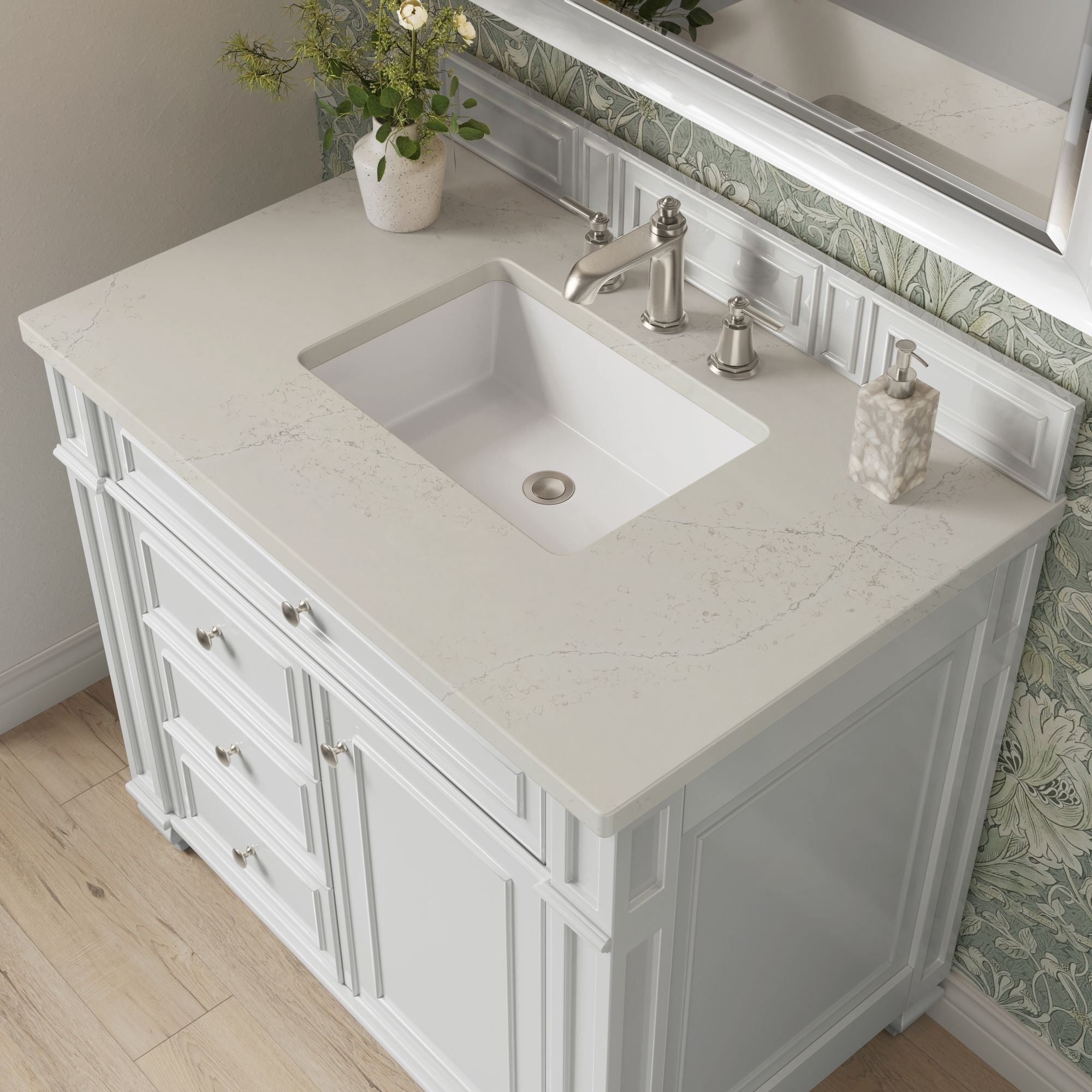 James Martin Bristol 36" Single Bathroom Vanity, Bright White with Siberian countertop