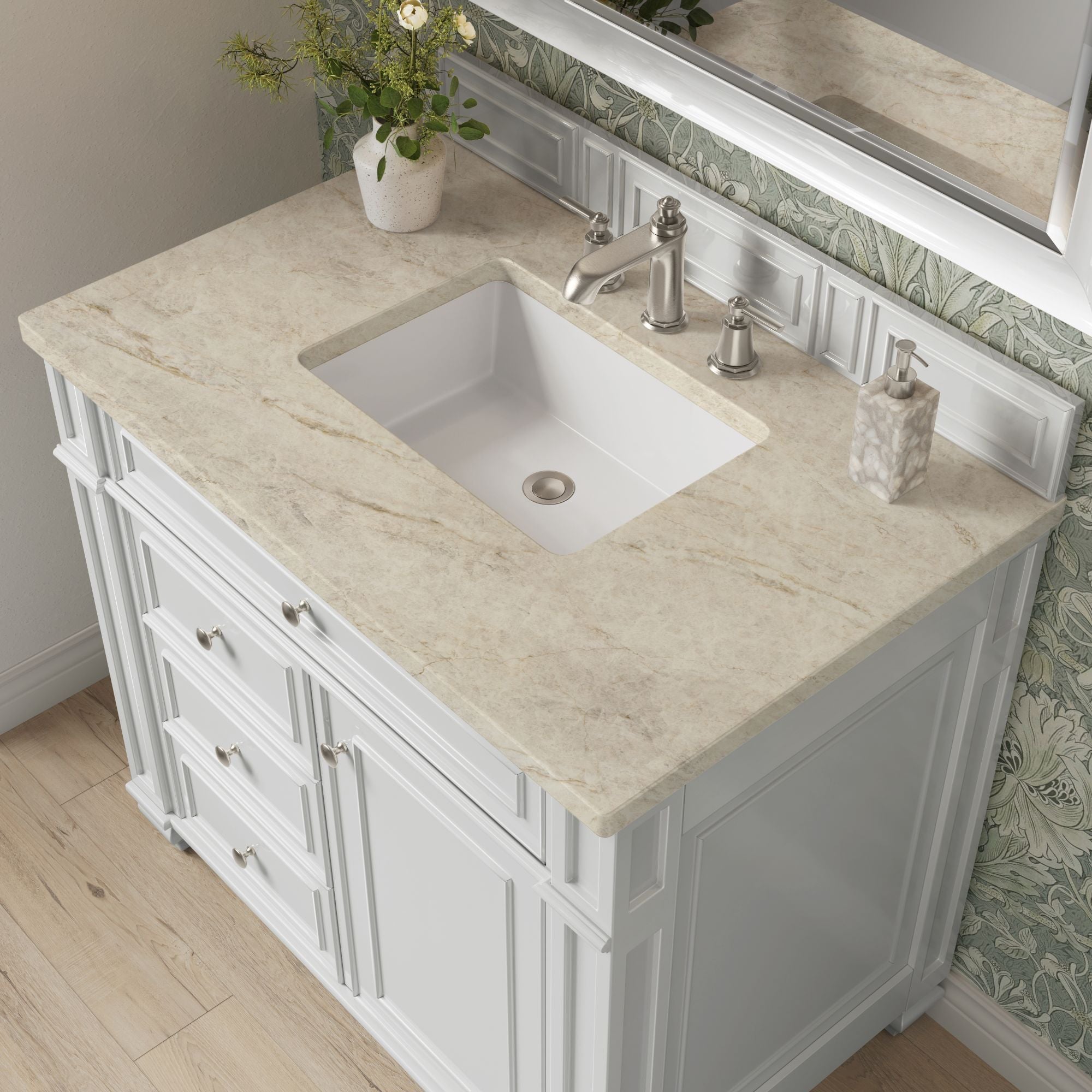 James Martin Bristol 36" Single Bathroom Vanity, Bright White with Tajnar countertop