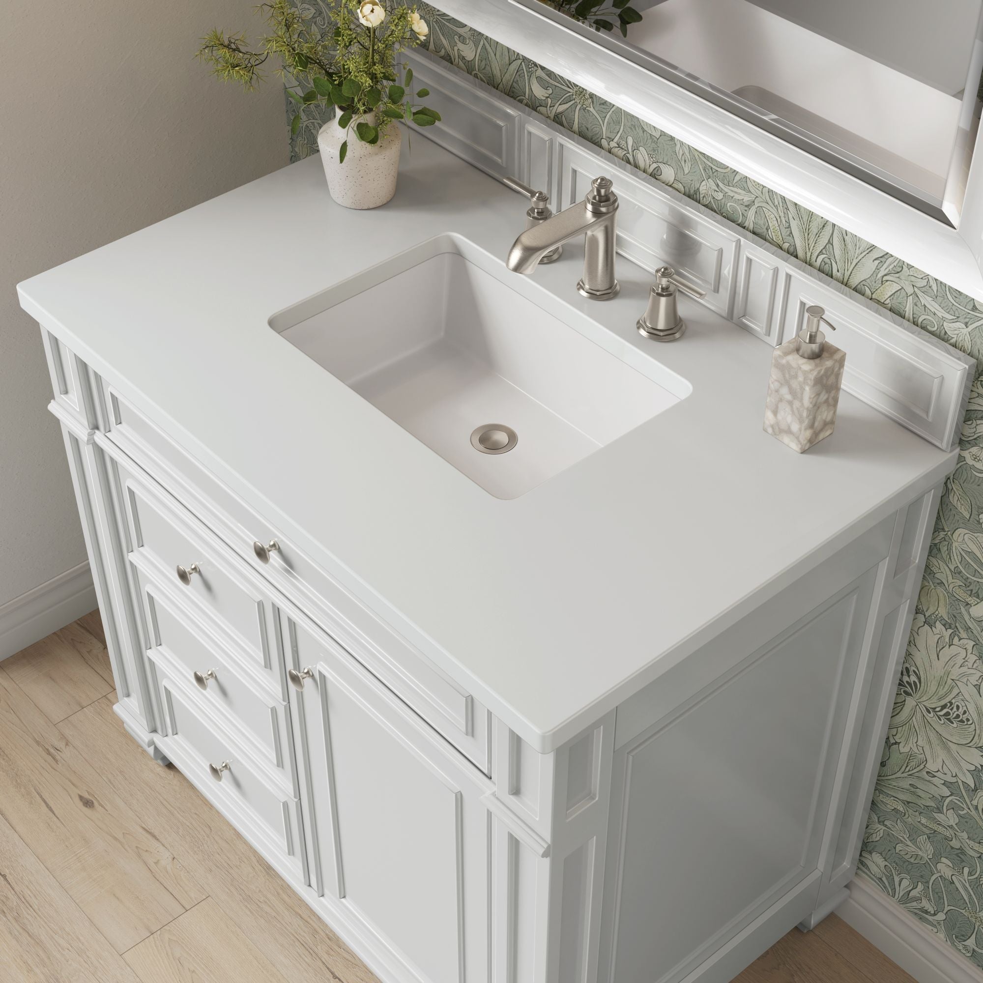 James Martin Bristol 36" Single Bathroom Vanity, Bright White with White Zeus countertop