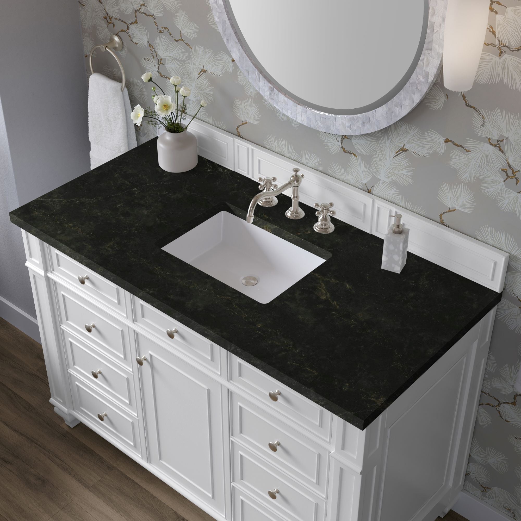 James Martin Bristol 48" Single Bathroom Vanity, Bright White with Phantome countertop