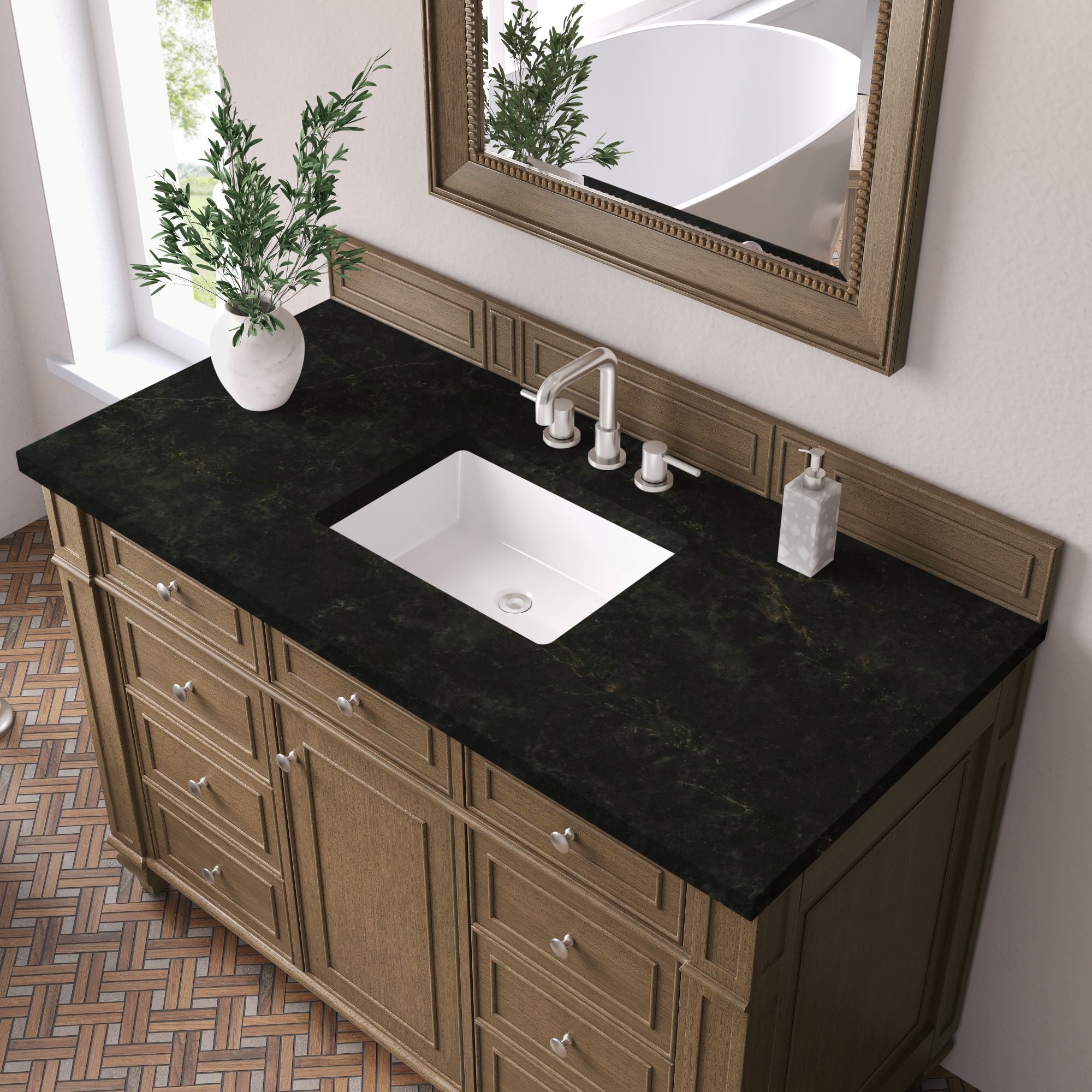 James Martin Bristol 48" Single Bathroom Vanity, Saddle Brown with Phantome countertop