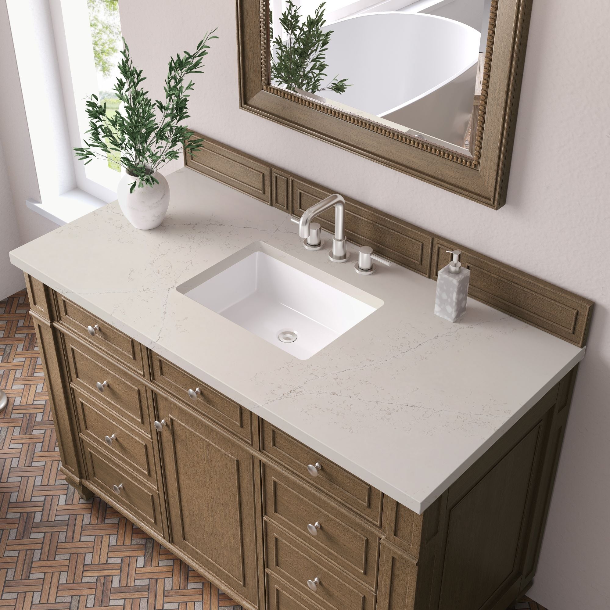 James Martin Bristol 48" Single Bathroom Vanity, Saddle Brown with Siberian countertop