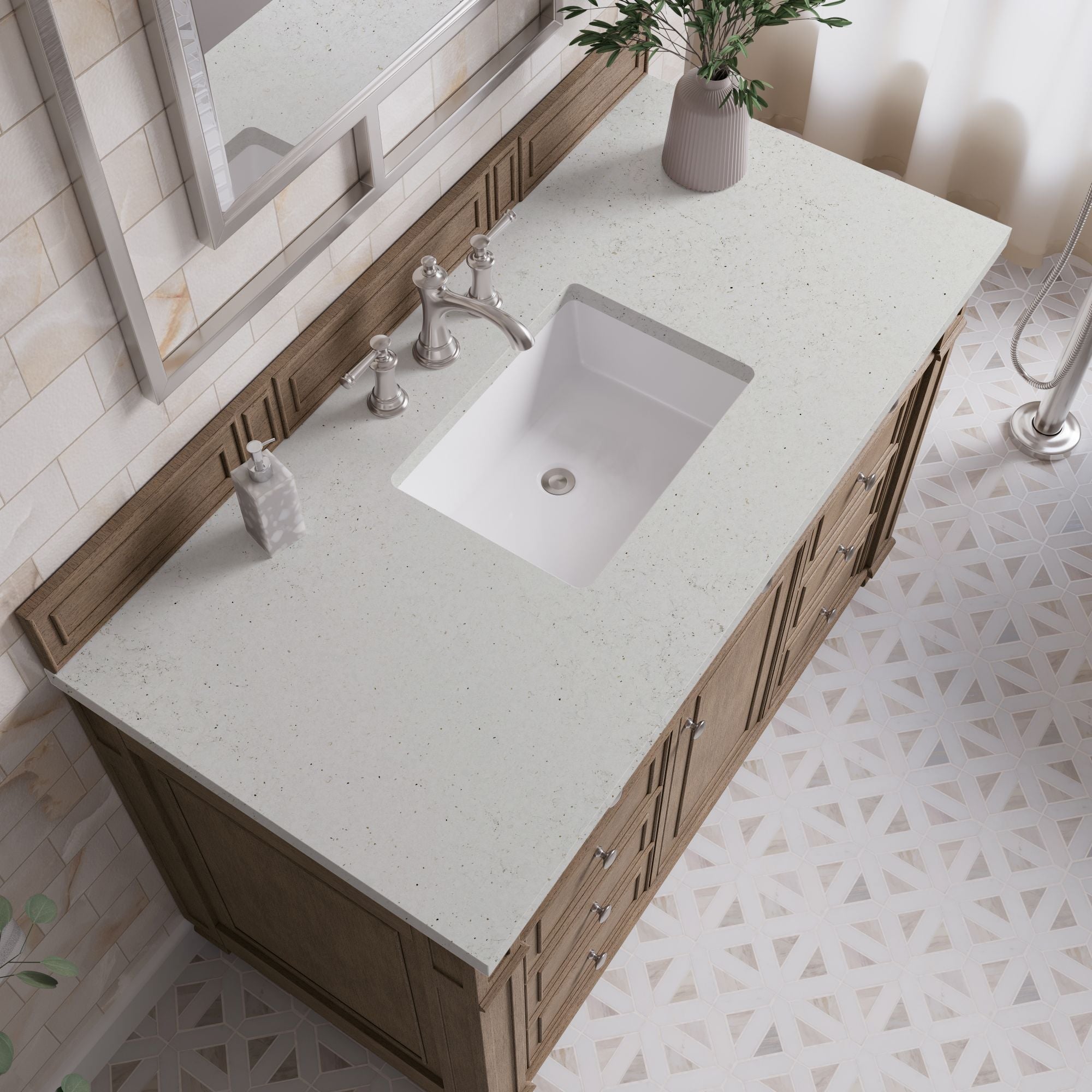 James Martin Bristol 48" Single Bathroom Vanity, Whitewashed Walnut with Lime Delight countertop