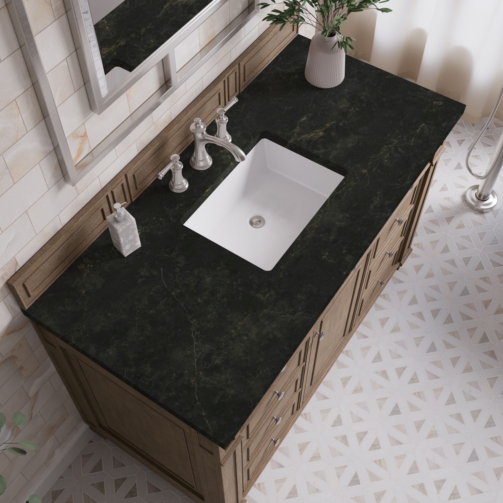 James Martin Bristol 48" Single Bathroom Vanity, Whitewashed Walnut with Phantome countertop