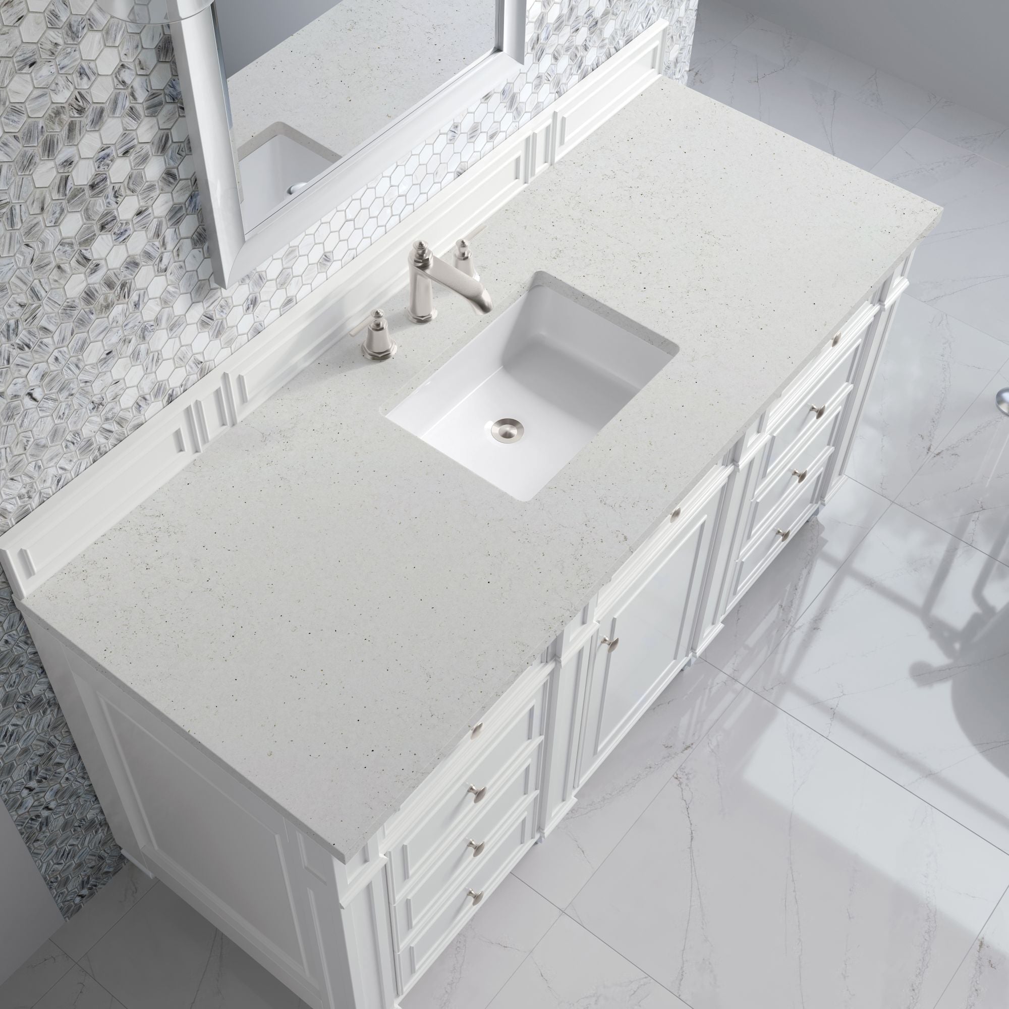 James Martin Bristol 60" Single Bathroom Vanity, Bright White with Lime Delight countertop