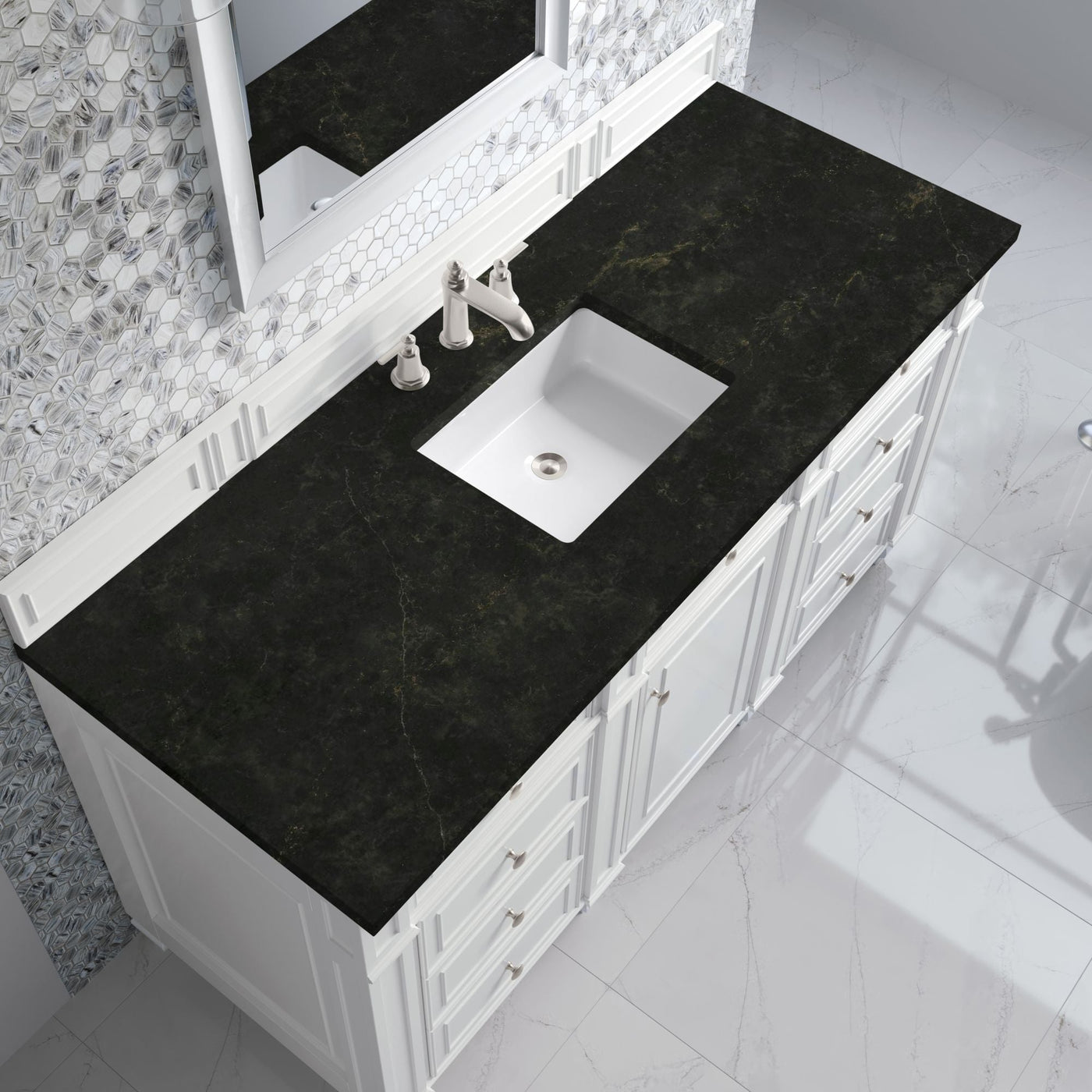 James Martin Bristol 60" Single Bathroom Vanity, Bright White with Phantome countertop
