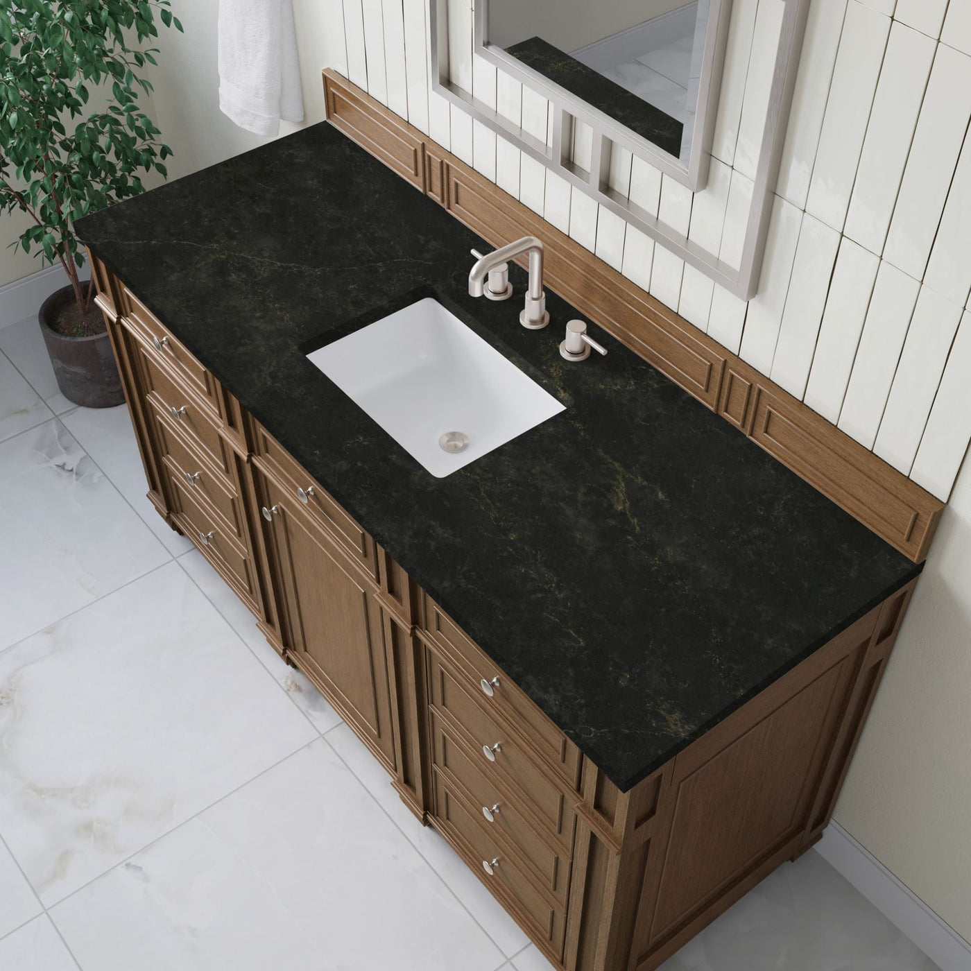 James Martin Bristol 60" Single Bathroom Vanity, Saddle Brown with Phantome countertop