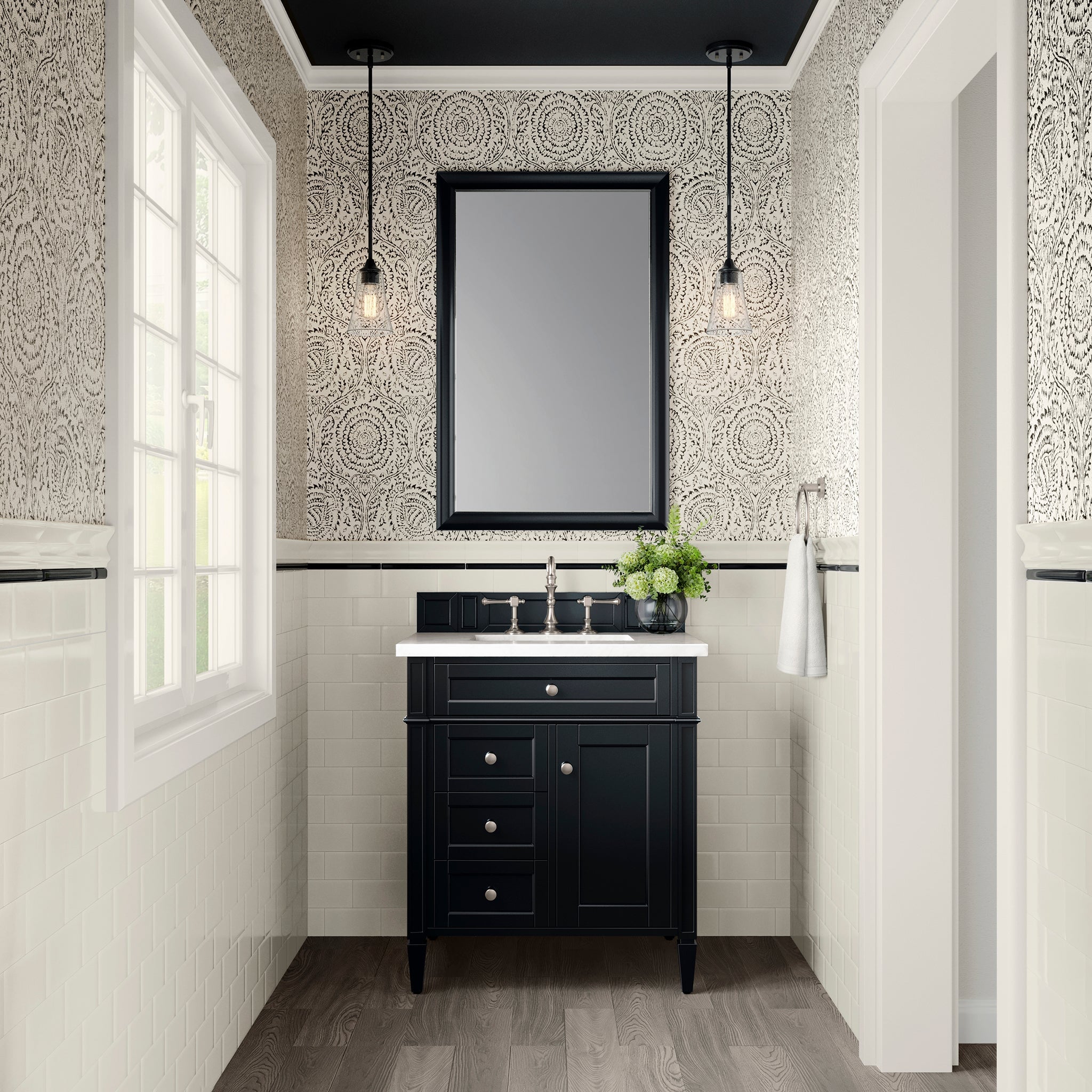 James Martin Brittany 30" Single Bathroom Vanity, Black Onyx, cabinet without a countertop