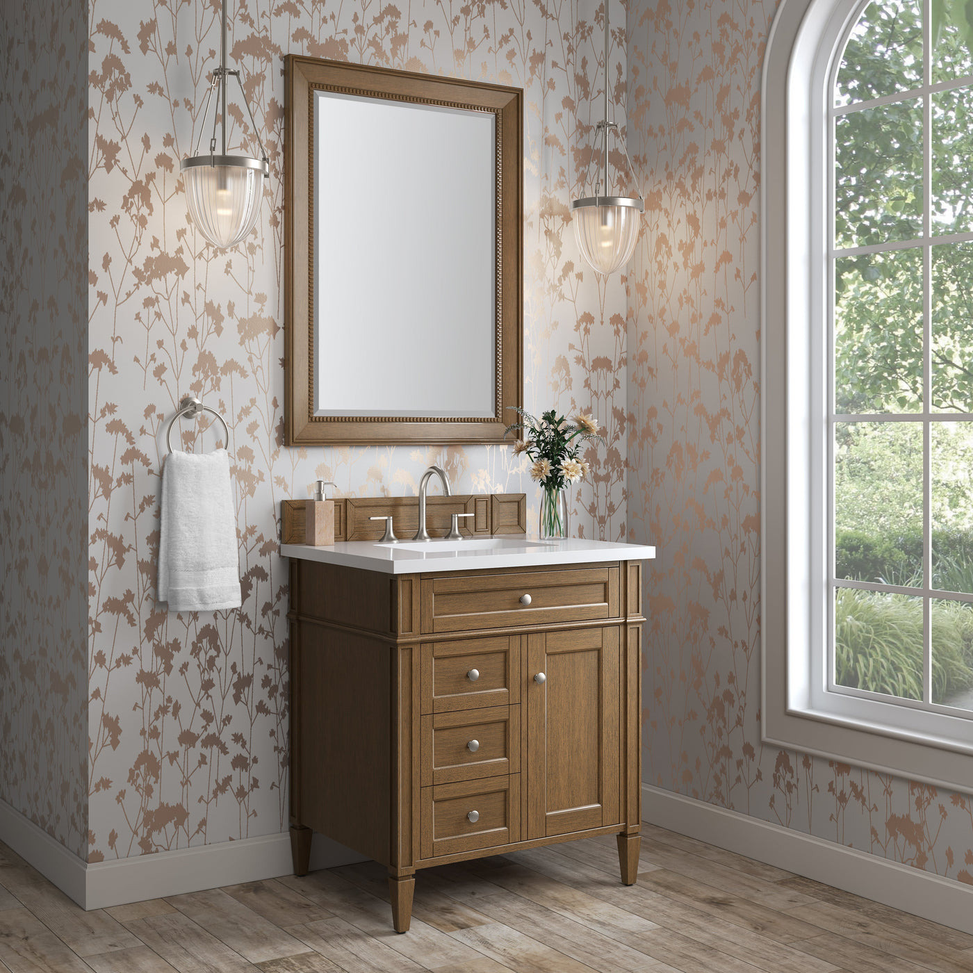 James Martin Brittany 30" Single Bathroom Vanity, Saddle Brown, cabinet without a countertop