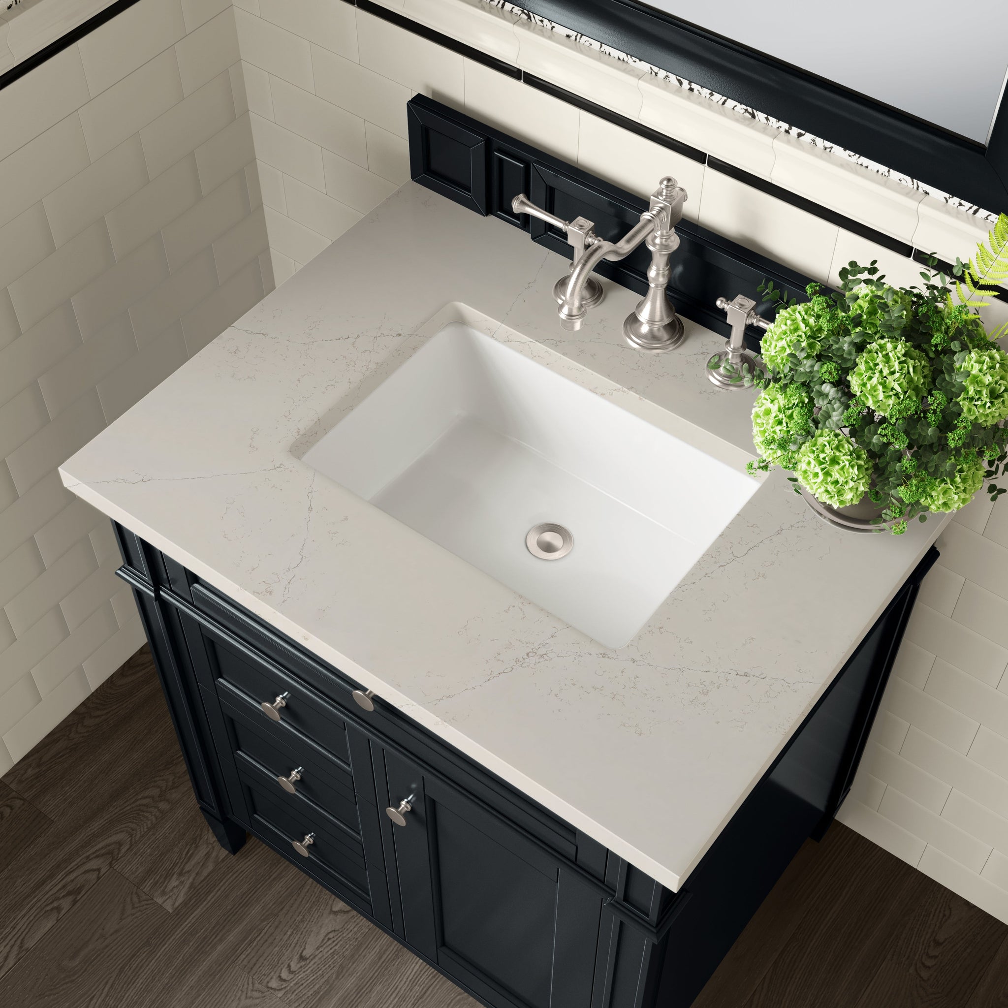 James Martin Brittany 30" Single Bathroom Vanity, Black Onyx with Siberian countertop