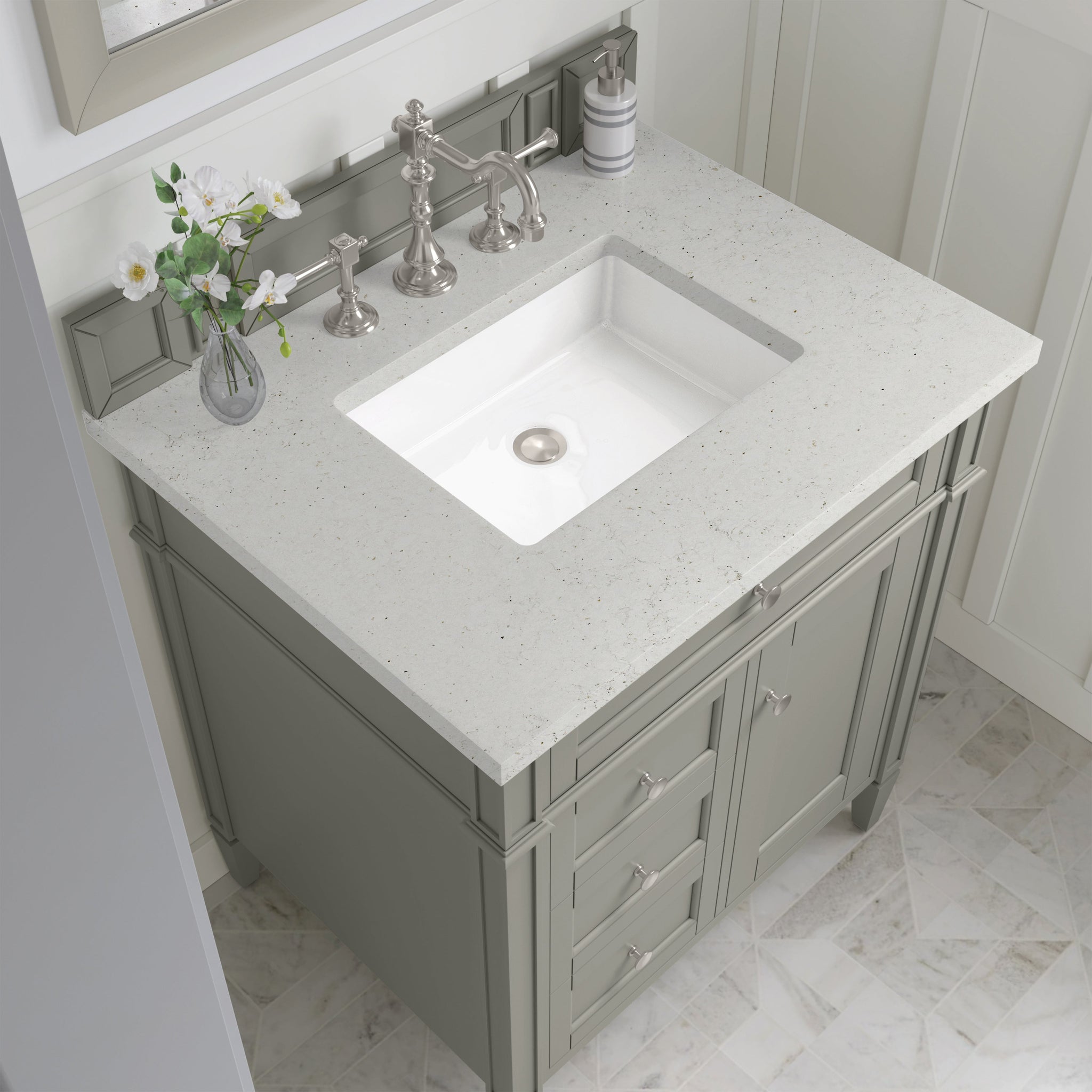 James Martin Brittany 30" Single Bathroom Vanity, Urban Gray with Lime Delight countertop