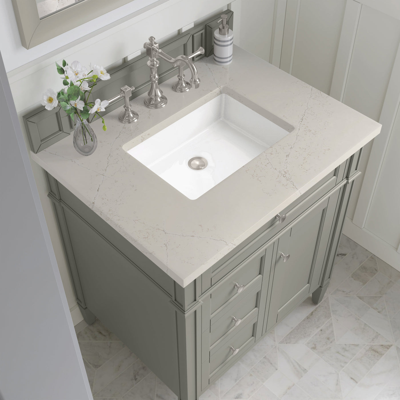James Martin Brittany 30" Single Bathroom Vanity, Urban Gray with Siberian countertop