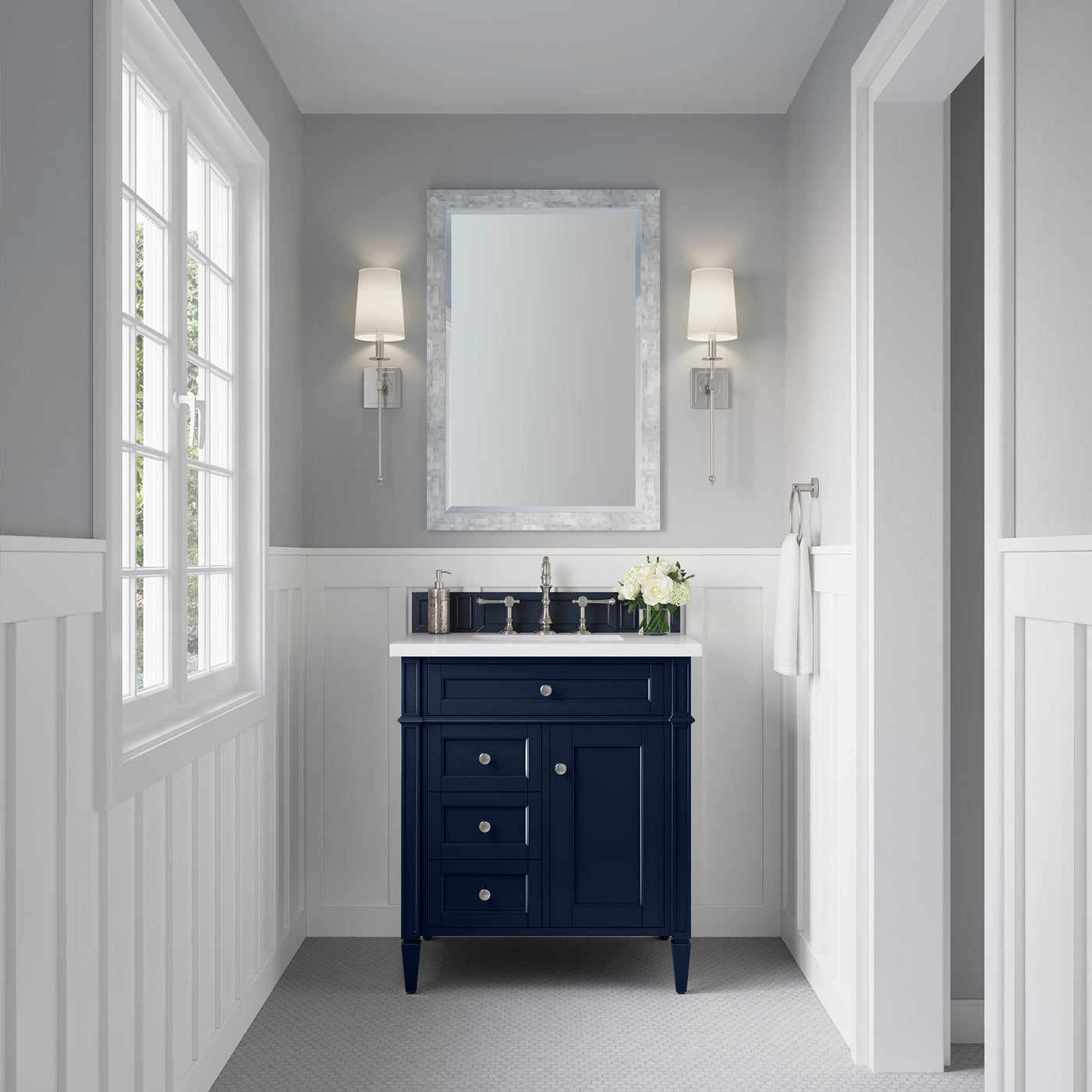 James Martin Brittany 30" Single Bathroom Vanity, Victory Blue, cabinet without a countertop