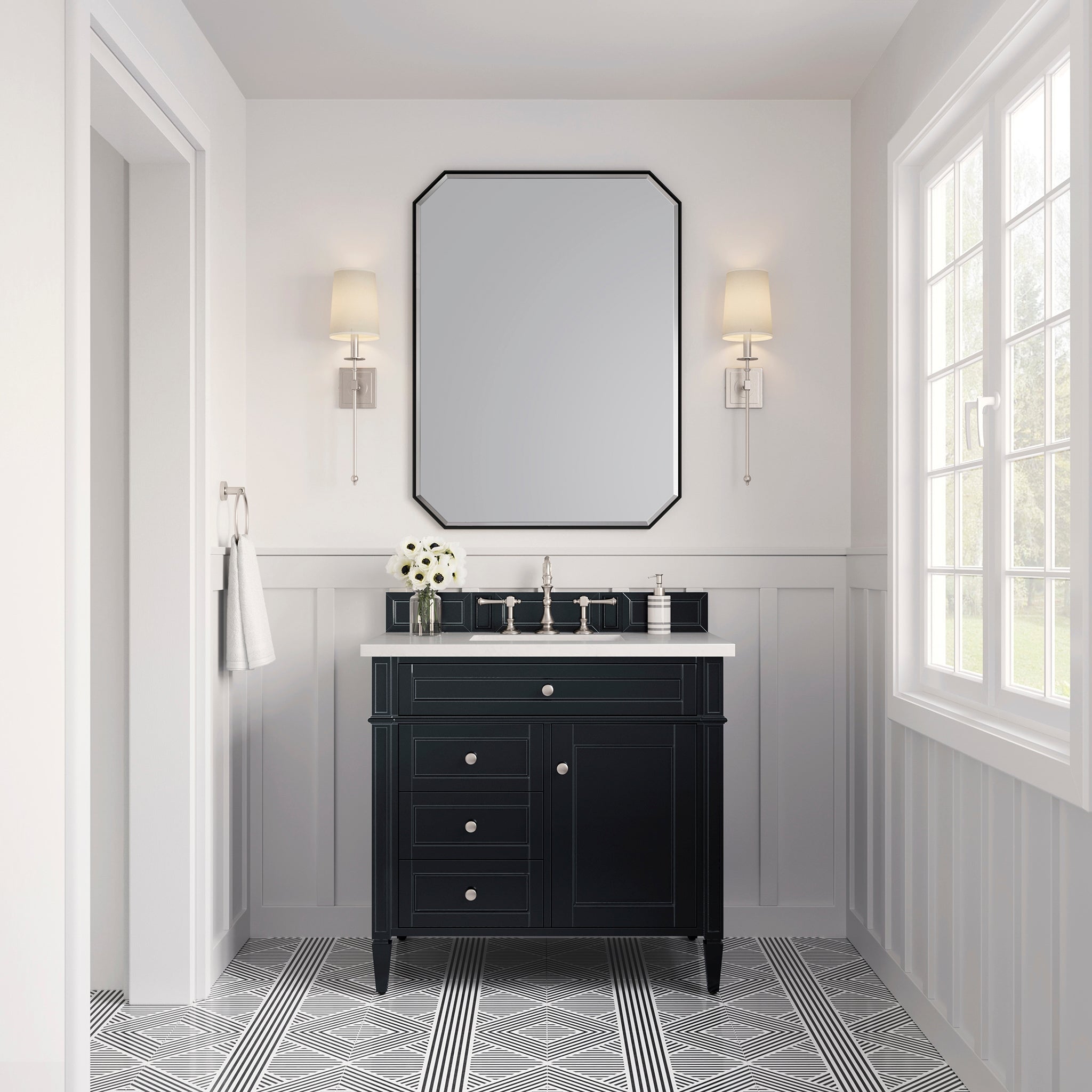 James Martin Brittany 36" Single Bathroom Vanity, Black Onyx, cabinet without a countertop