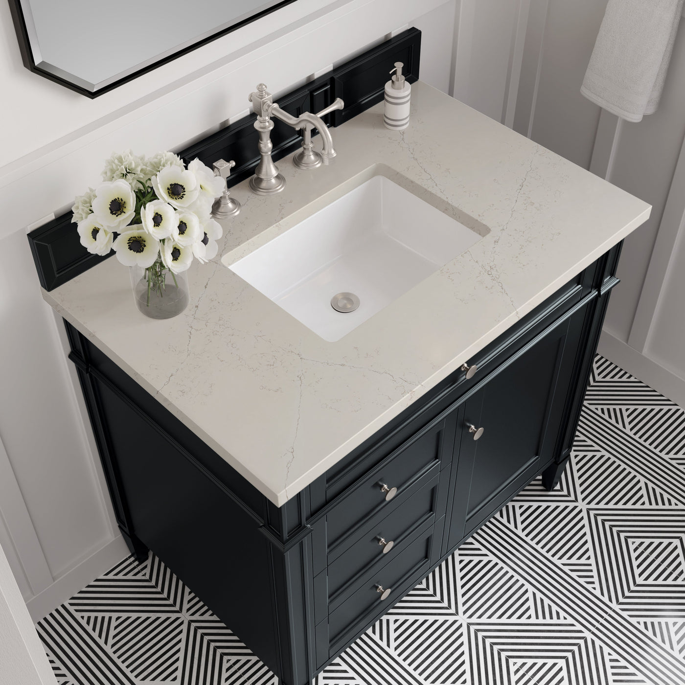 James Martin Brittany 36" Single Bathroom Vanity, Black Onyx with Siberian countertop