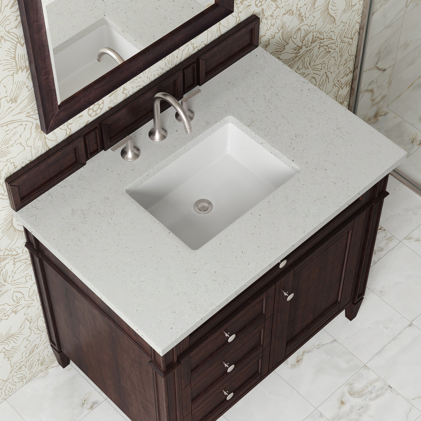 James Martin Brittany 36" Single Bathroom Vanity, Burnished Mahogany with Lime Delight countertop