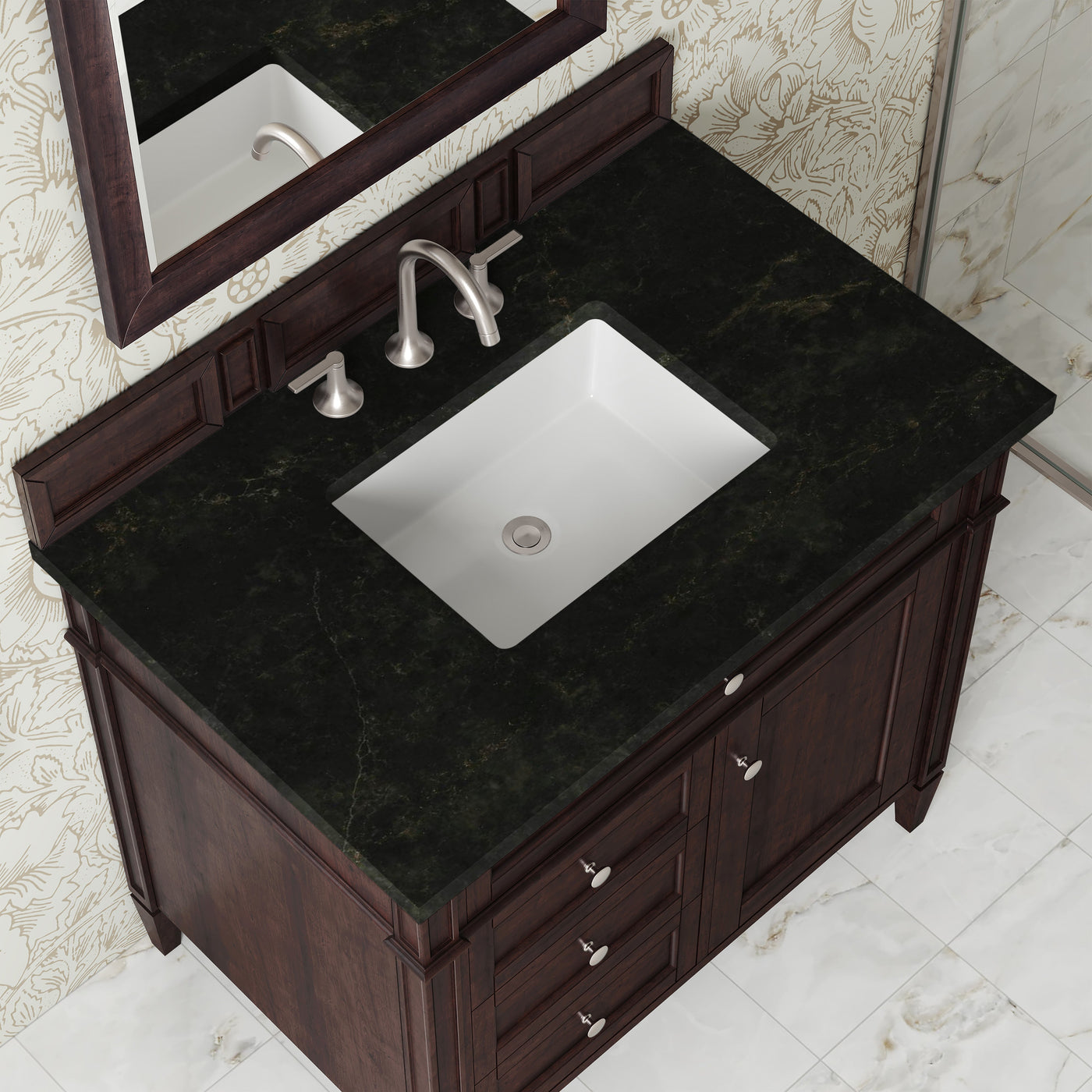 James Martin Brittany 36" Single Bathroom Vanity, Burnished Mahogany with Phantome countertop