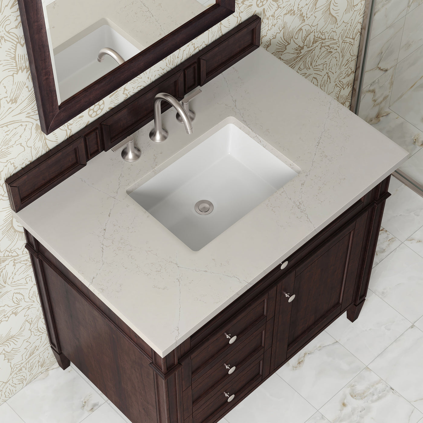James Martin Brittany 36" Single Bathroom Vanity, Burnished Mahogany with Siberian countertop