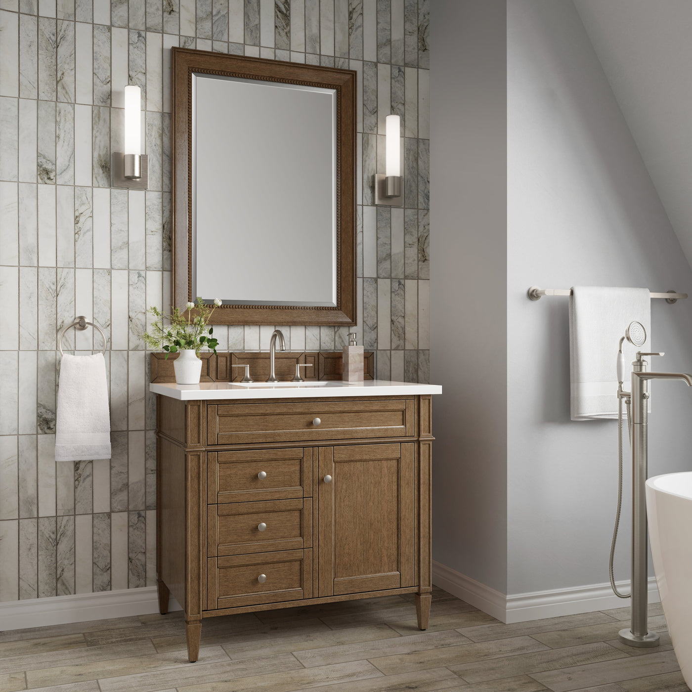 James Martin Brittany 36" Single Bathroom Vanity, Saddle Brown, cabinet without a countertop
