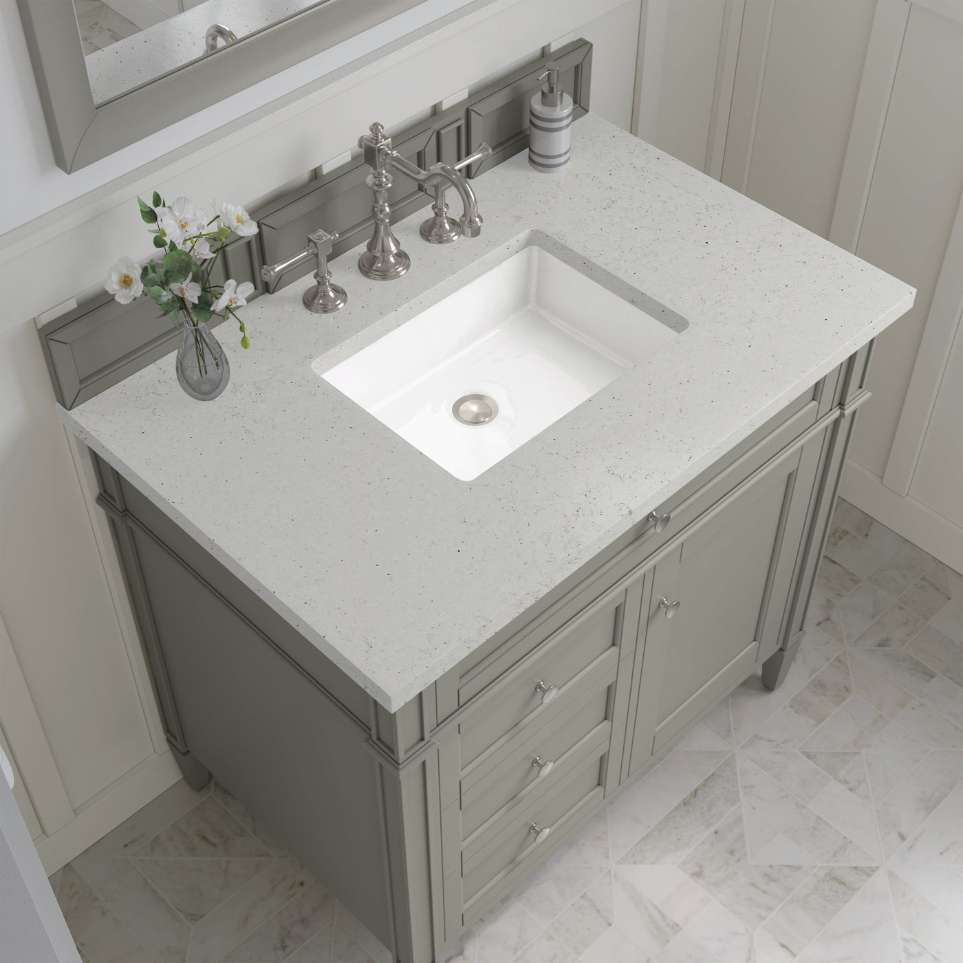 James Martin Brittany 36" Single Bathroom Vanity, Urban Gray with Lime Delight countertop