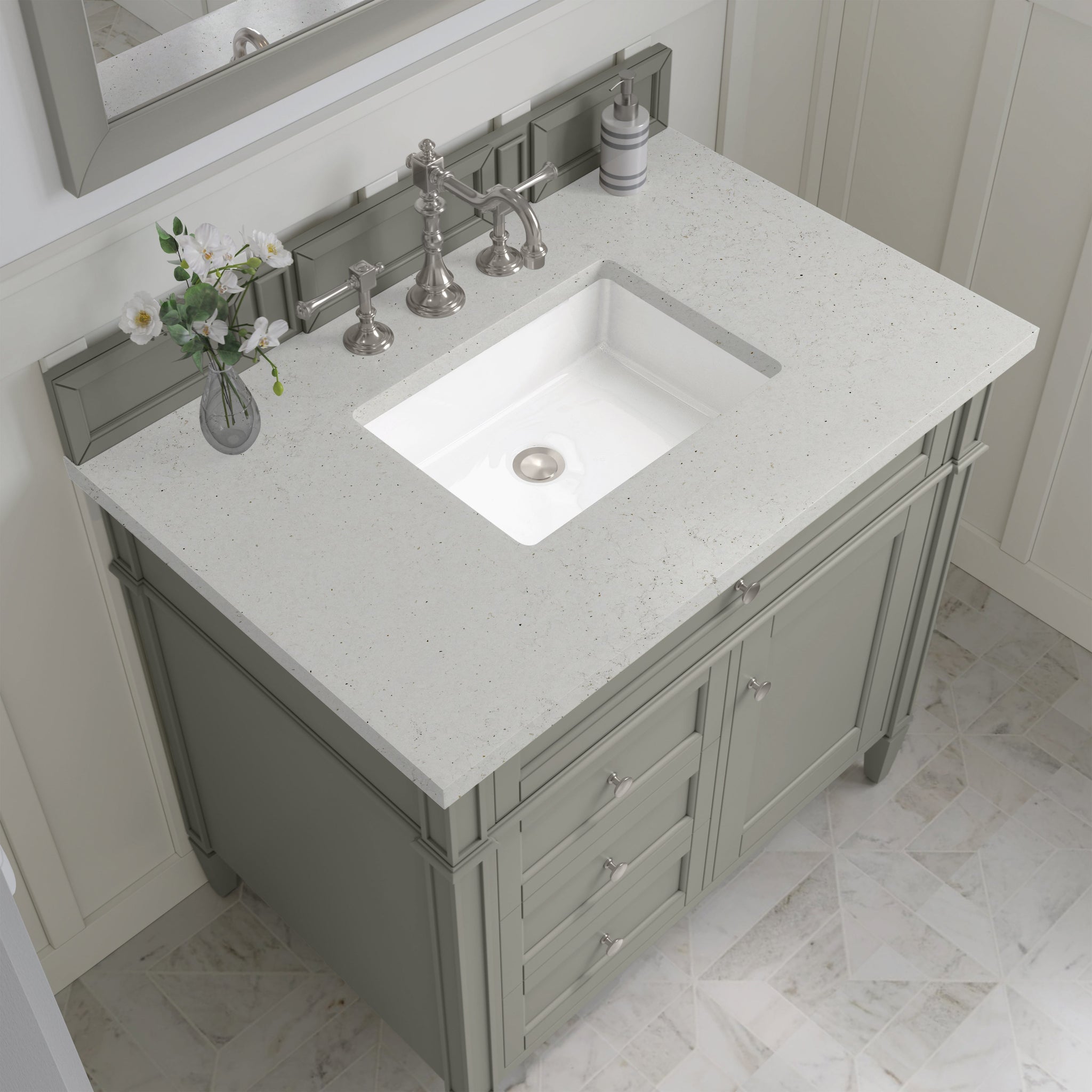 James Martin Brittany 36" Single Bathroom Vanity, Urban Gray with Lime Delight countertop