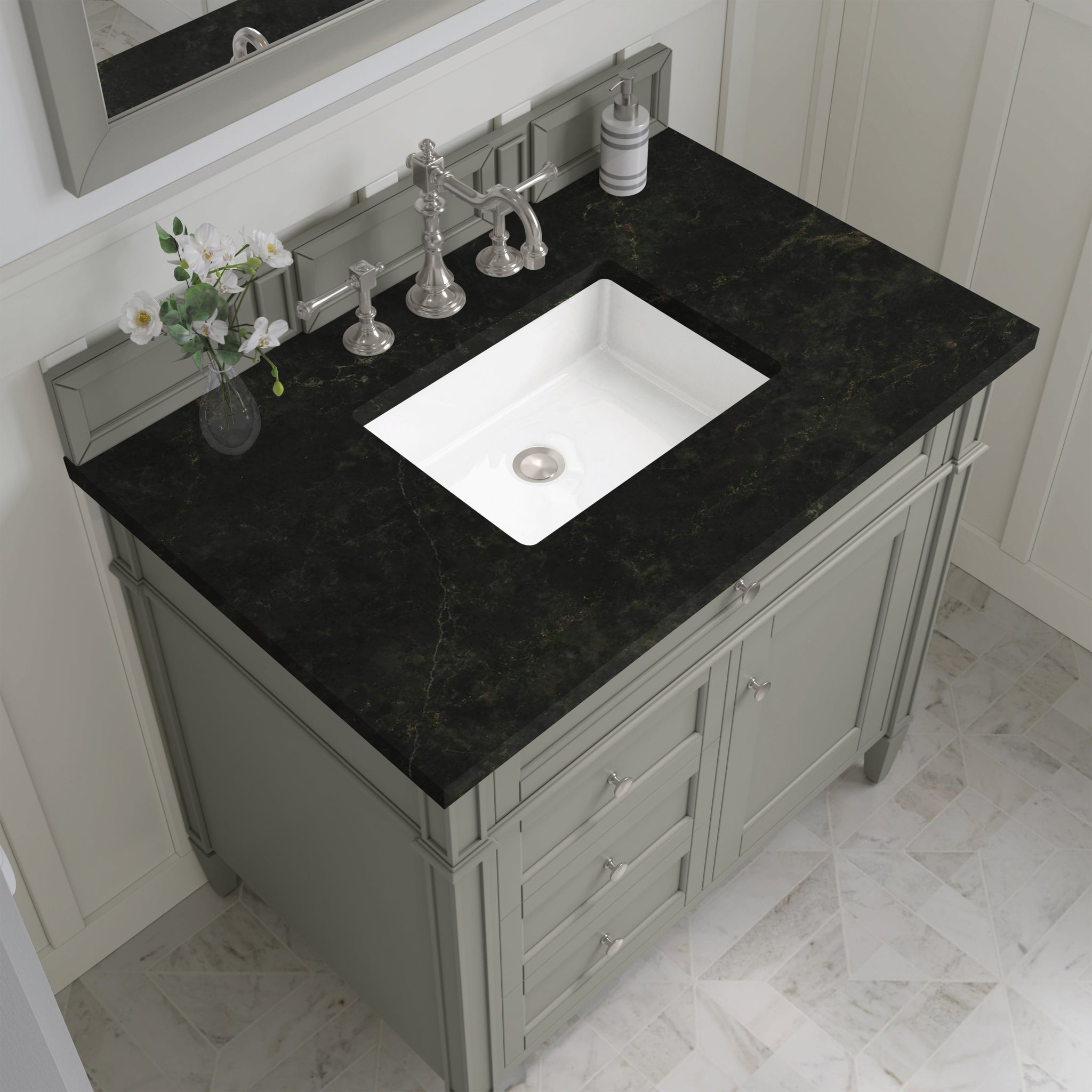James Martin Brittany 36" Single Bathroom Vanity, Urban Gray with Phantome countertop