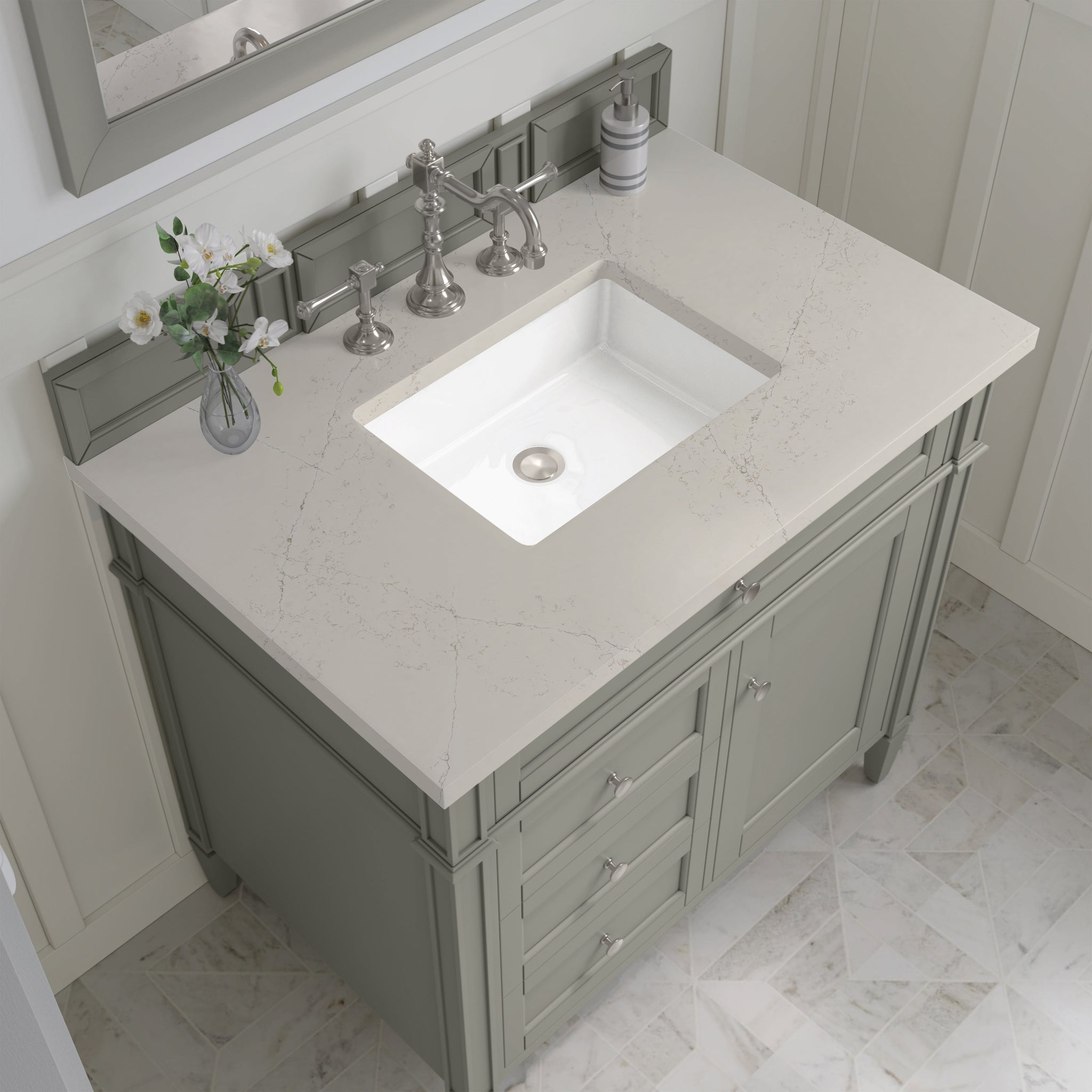James Martin Brittany 36" Single Bathroom Vanity, Urban Gray with Siberian countertop
