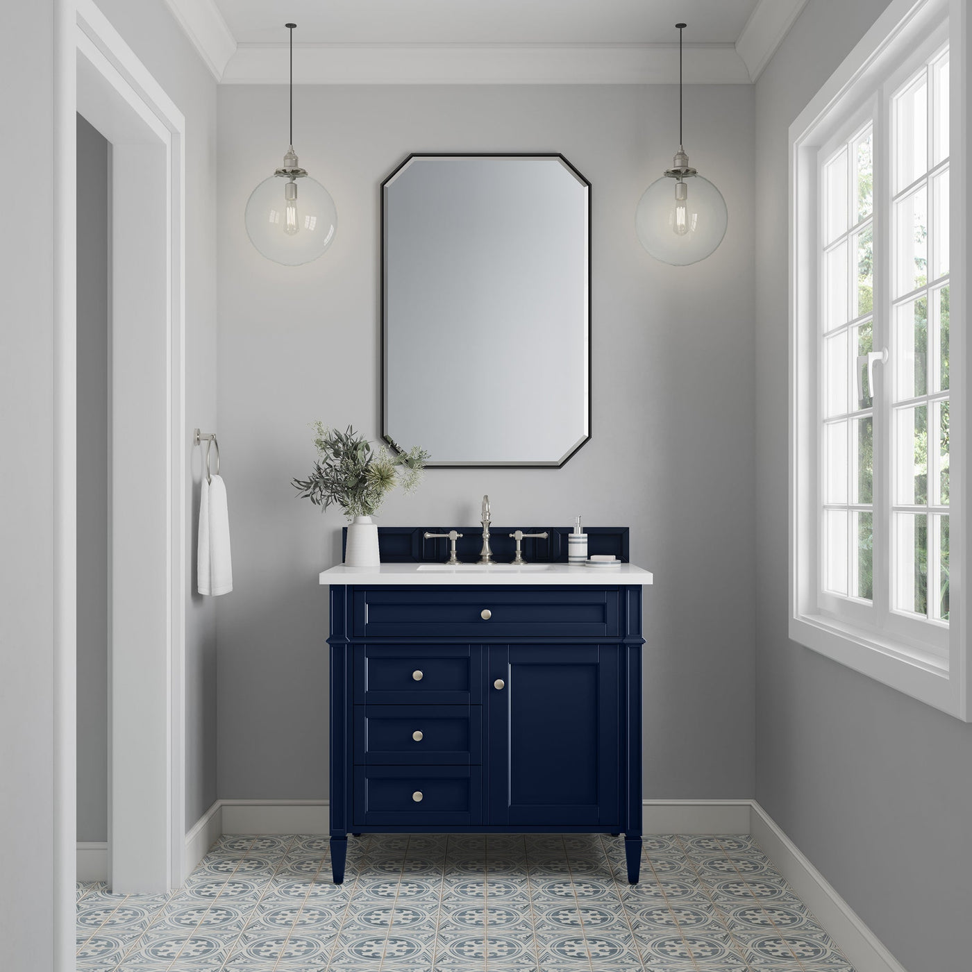 James Martin Brittany 36" Single Bathroom Vanity, Victory Blue, cabinet without a countertop