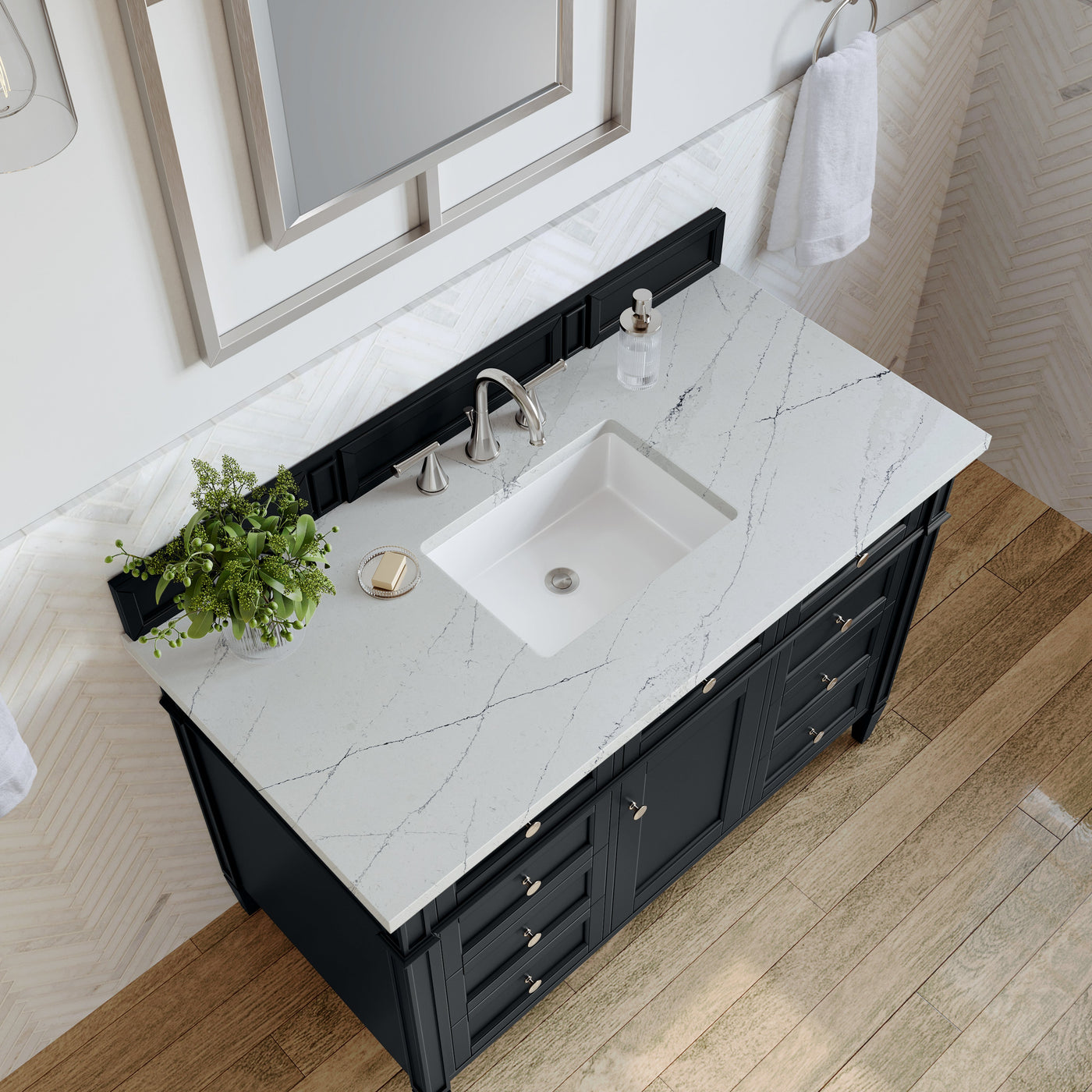 James Martin Brittany 48" Single Bathroom Vanity, Black Onyx with Ethereal Noctis countertop