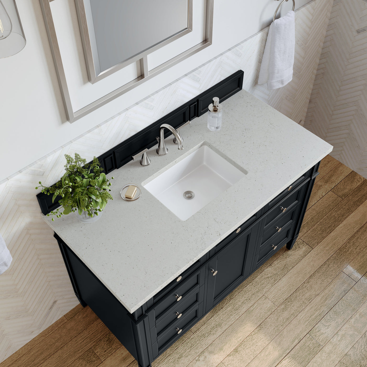 James Martin Brittany 48" Single Bathroom Vanity, Black Onyx with Lime Delight countertop