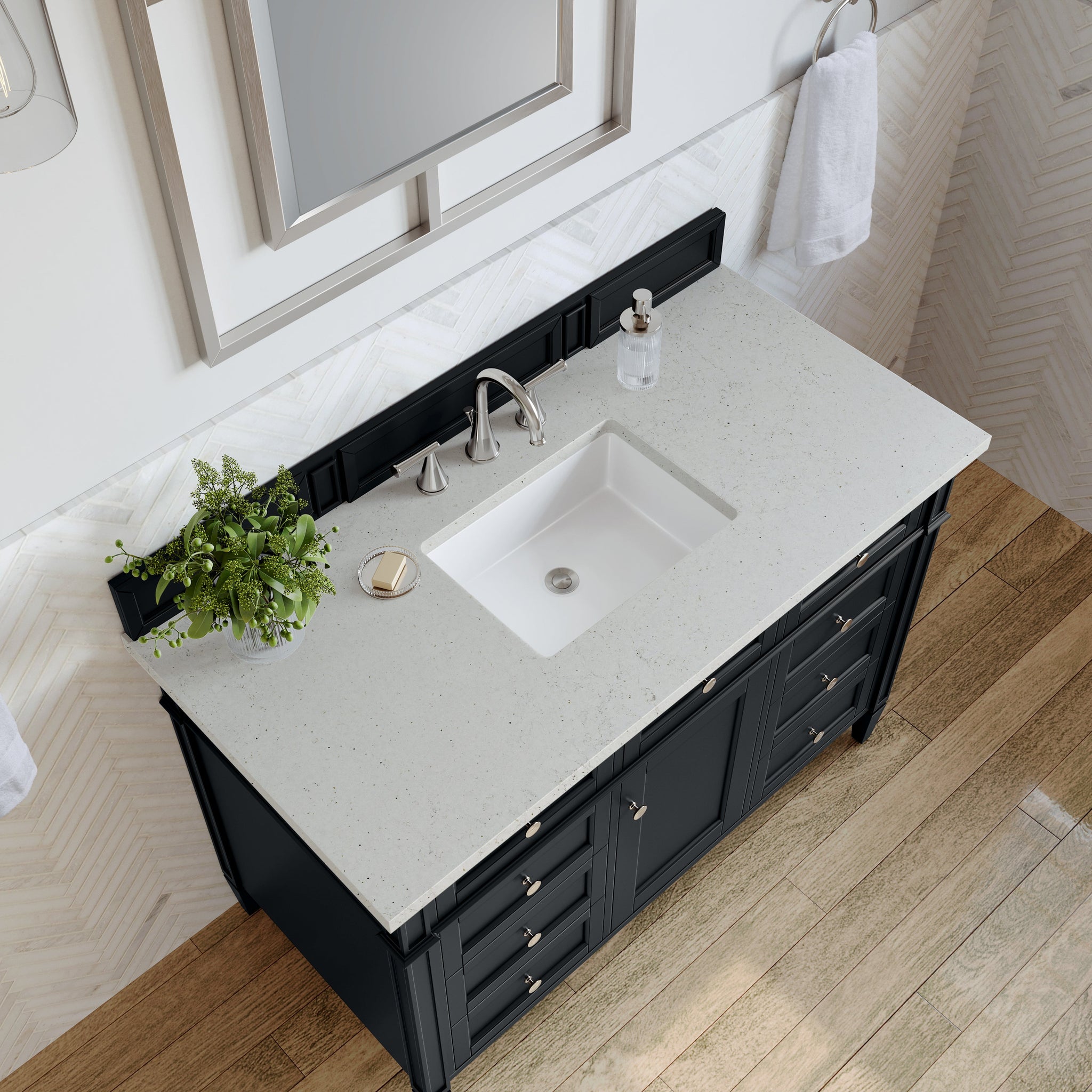 James Martin Brittany 48" Single Bathroom Vanity, Black Onyx with Lime Delight countertop