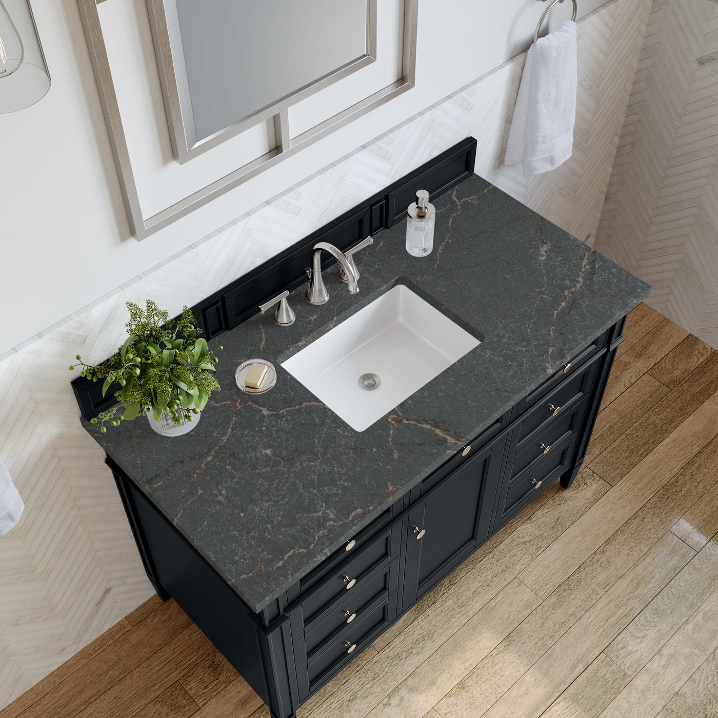 James Martin Brittany 48" Single Bathroom Vanity, Black Onyx with Parisien Bleu countertop