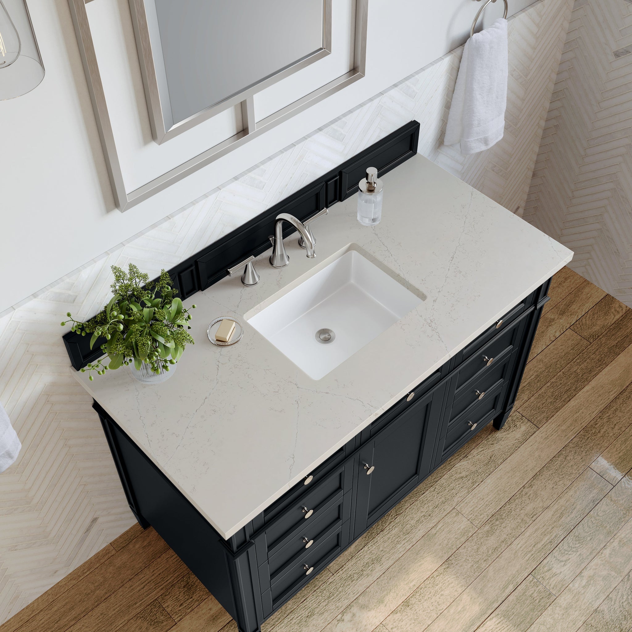 James Martin Brittany 48" Single Bathroom Vanity, Black Onyx with Siberian countertop