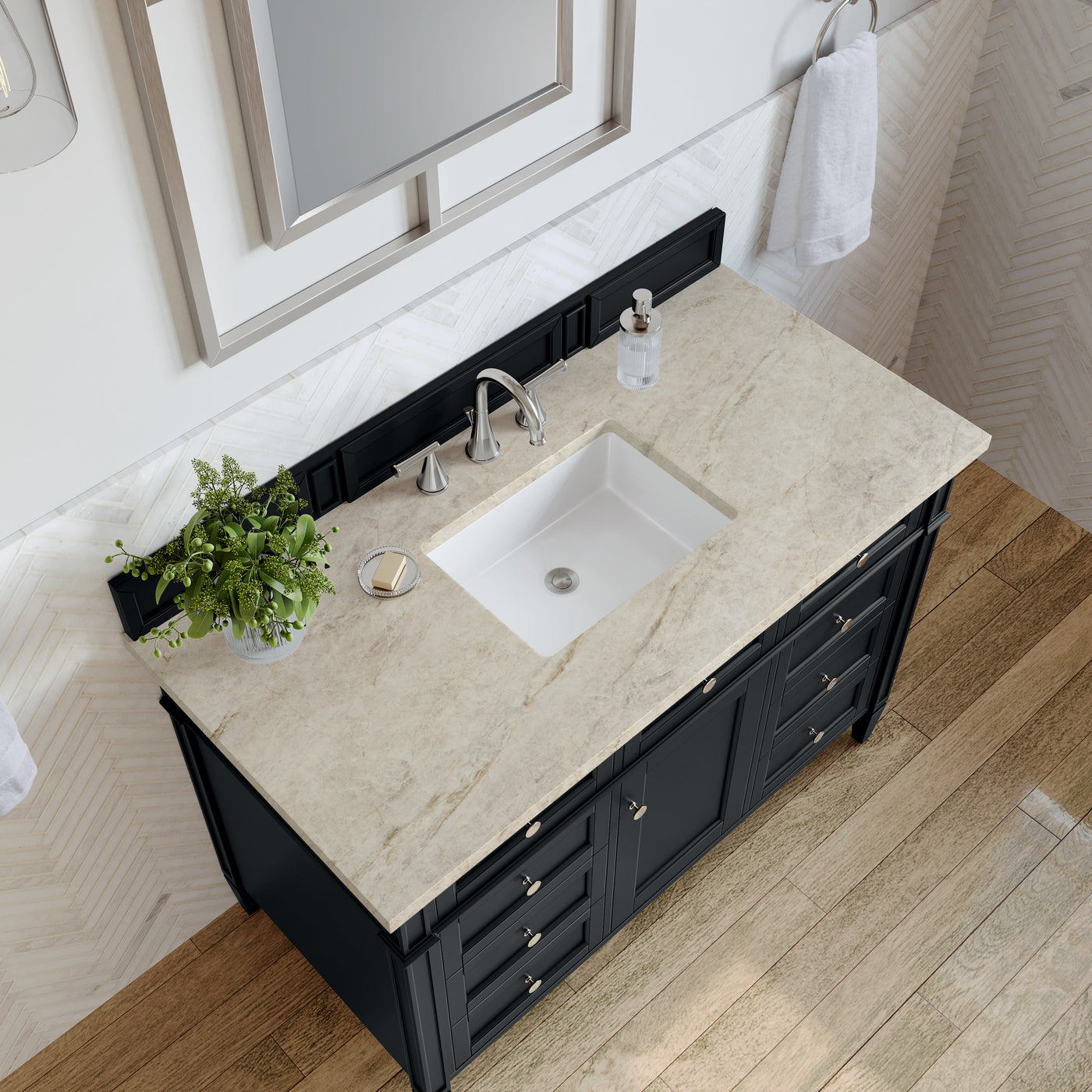 James Martin Brittany 48" Single Bathroom Vanity, Black Onyx with Tajnar countertop