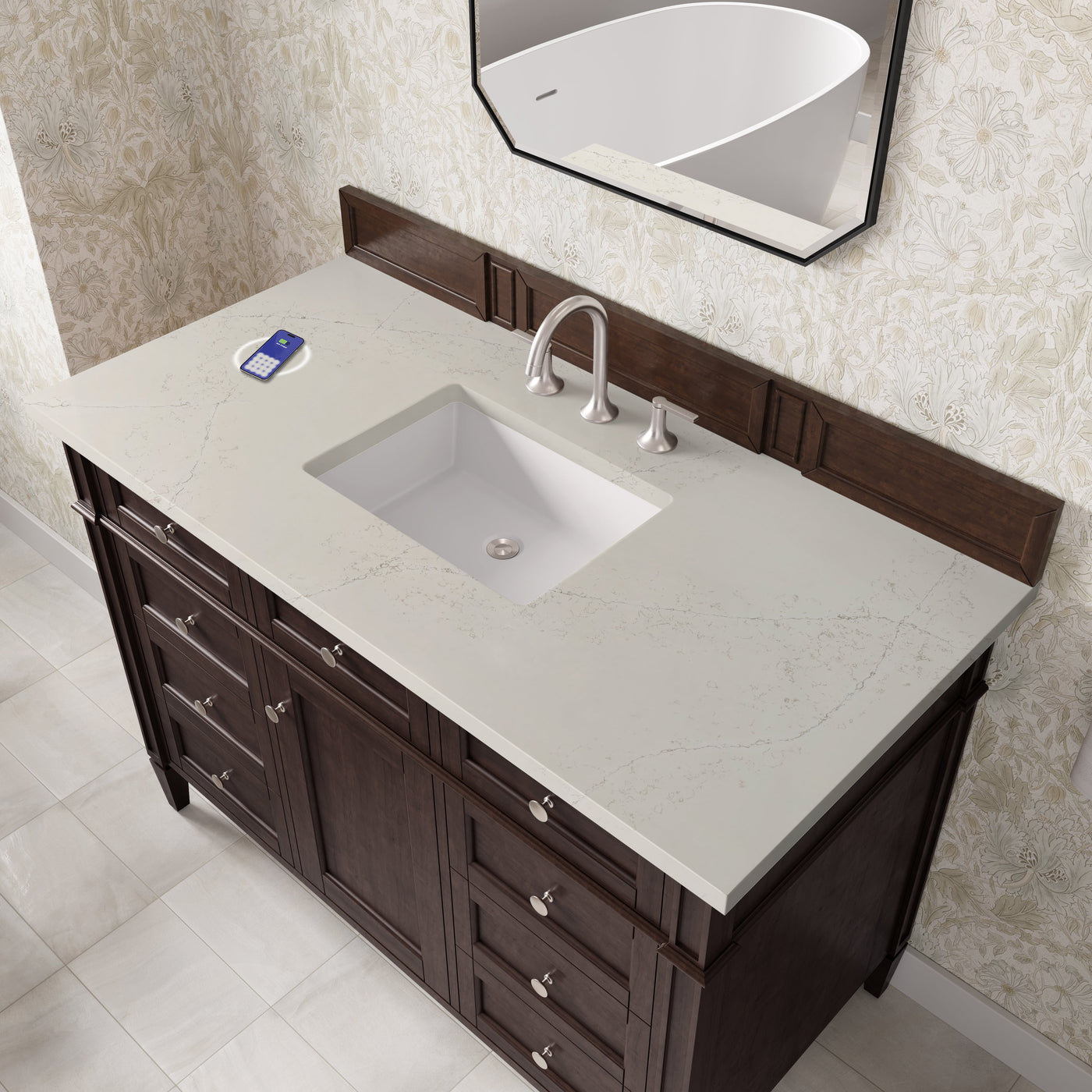 James Martin Brittany 48" Single Bathroom Vanity, Burnished Mahogany with Siberian (FreePower) countertop
