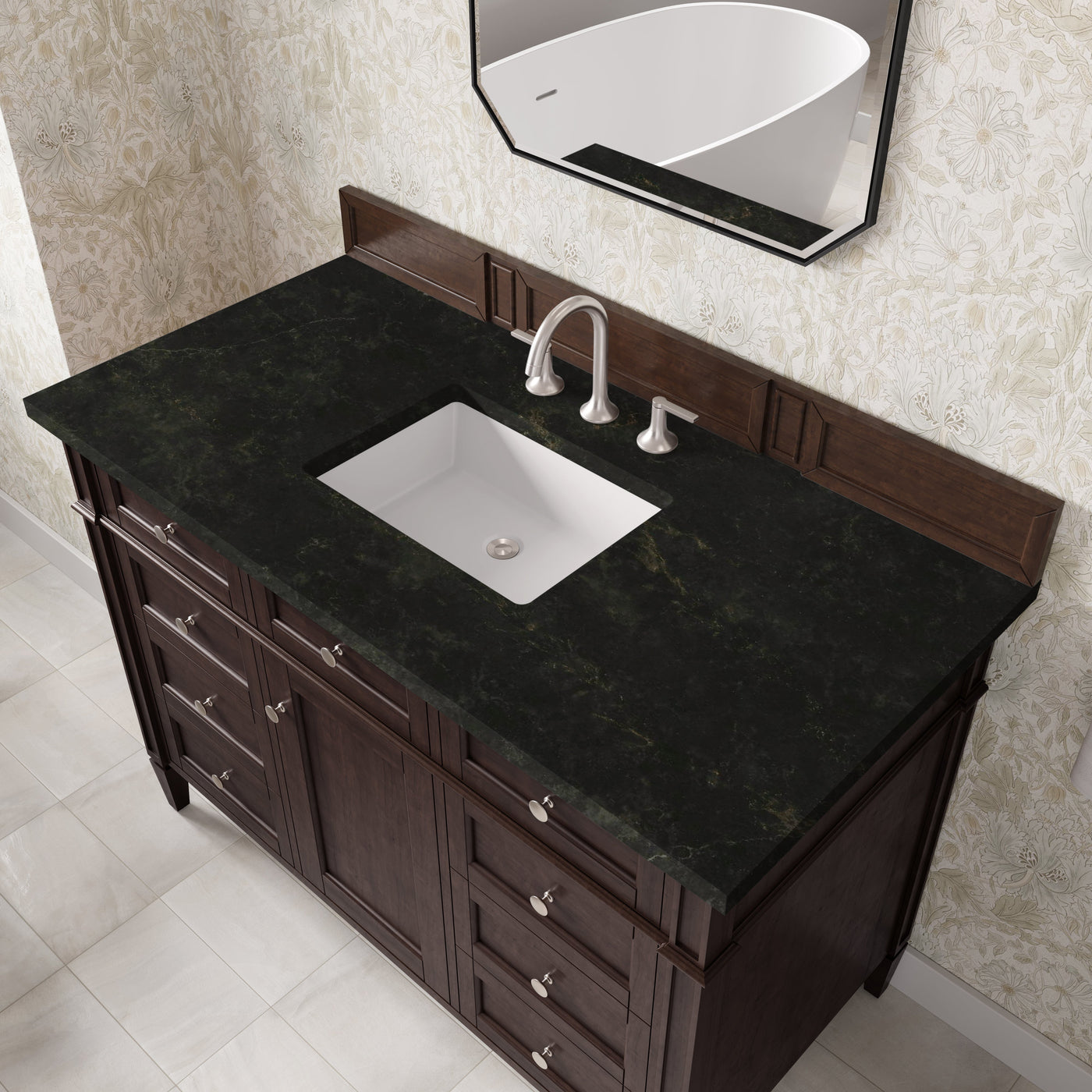 James Martin Brittany 48" Single Bathroom Vanity, Burnished Mahogany with Phantome countertop