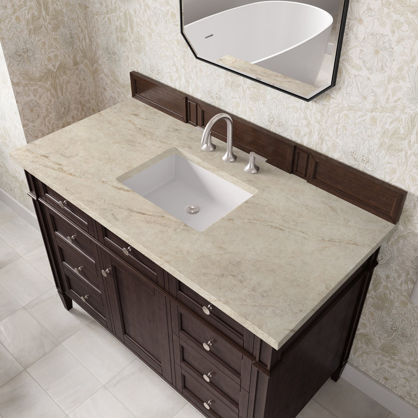 James Martin Brittany 48" Single Bathroom Vanity, Burnished Mahogany with Tajnar countertop