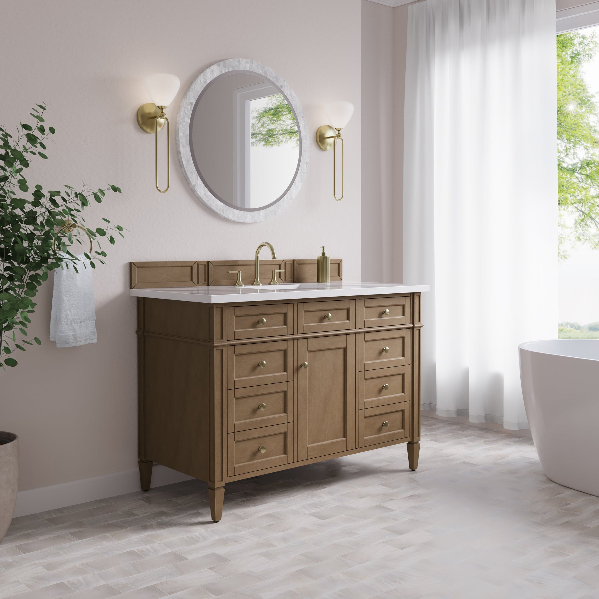 James Martin Brittany 48" Single Bathroom Vanity, Pecan, cabinet without a countertop