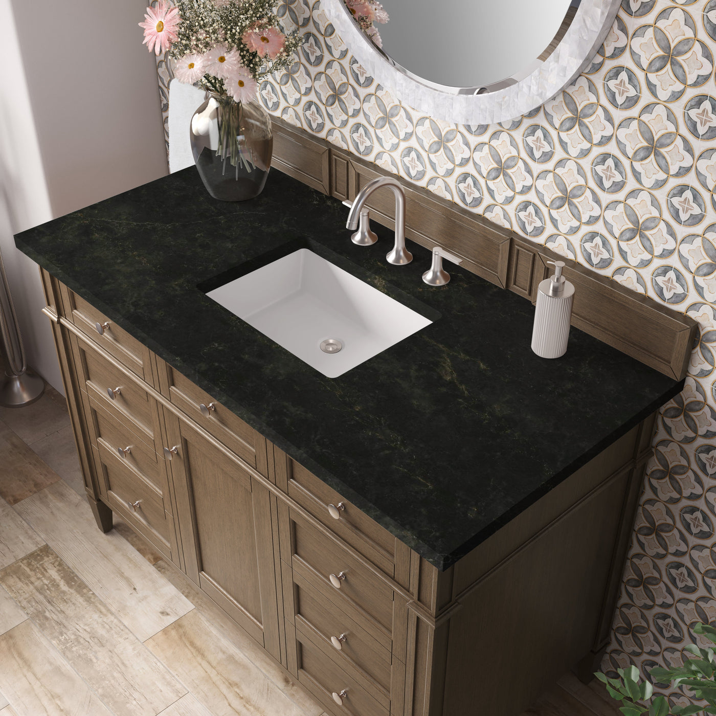 James Martin Brittany 48" Single Bathroom Vanity, Saddle Brown with Phantome countertop